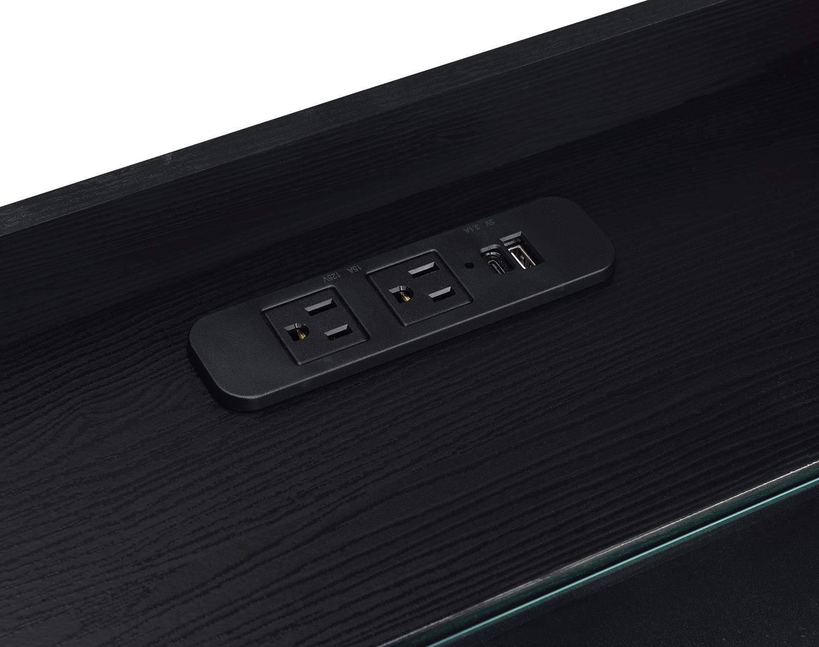 Furda 2-drawer LED Nightstand Bedside Table with Speaker Black Ash - Image 10