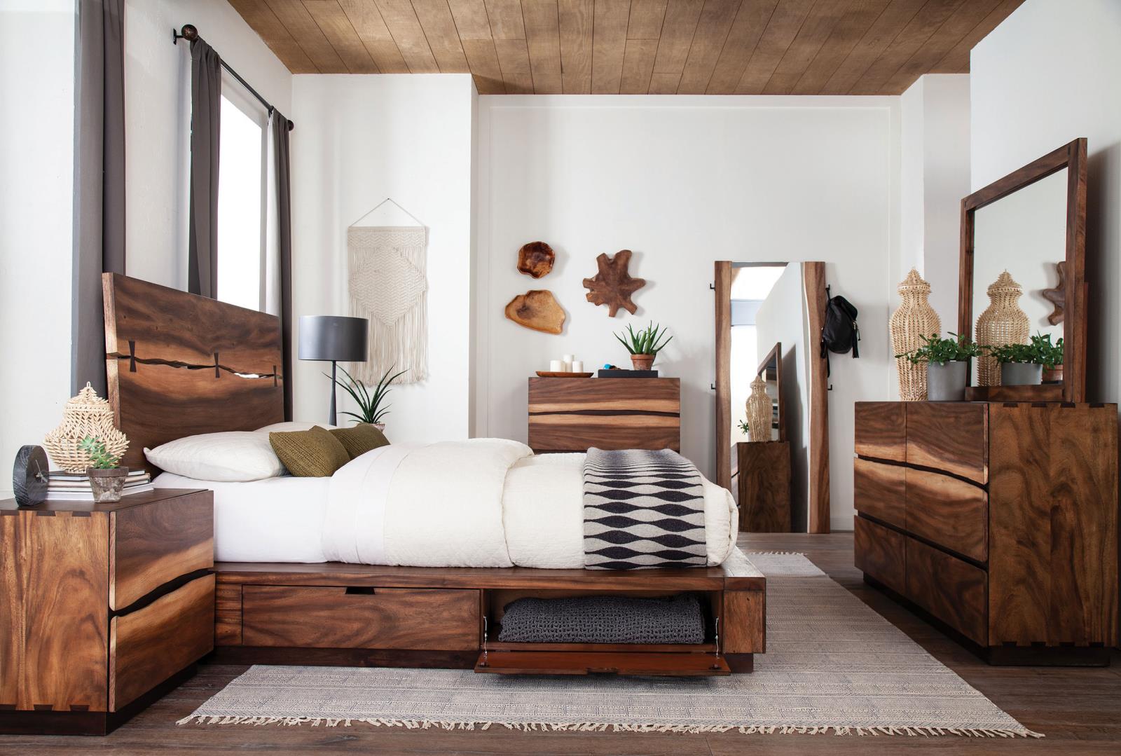 Winslow Wood Eastern King Storage Panel Bed Smokey Walnut - Image 5