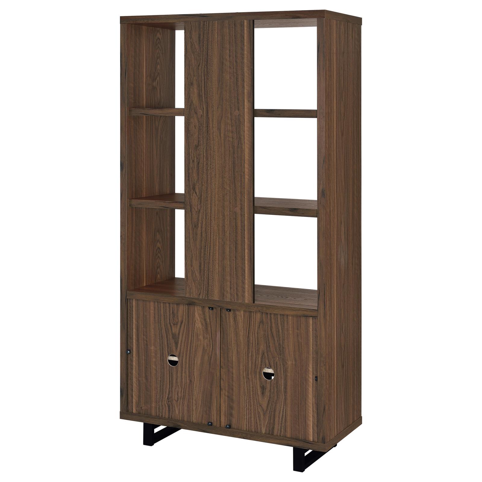 Maddox 71-inch 5-shelf Cabinet Bookcase Walnut - Image 9