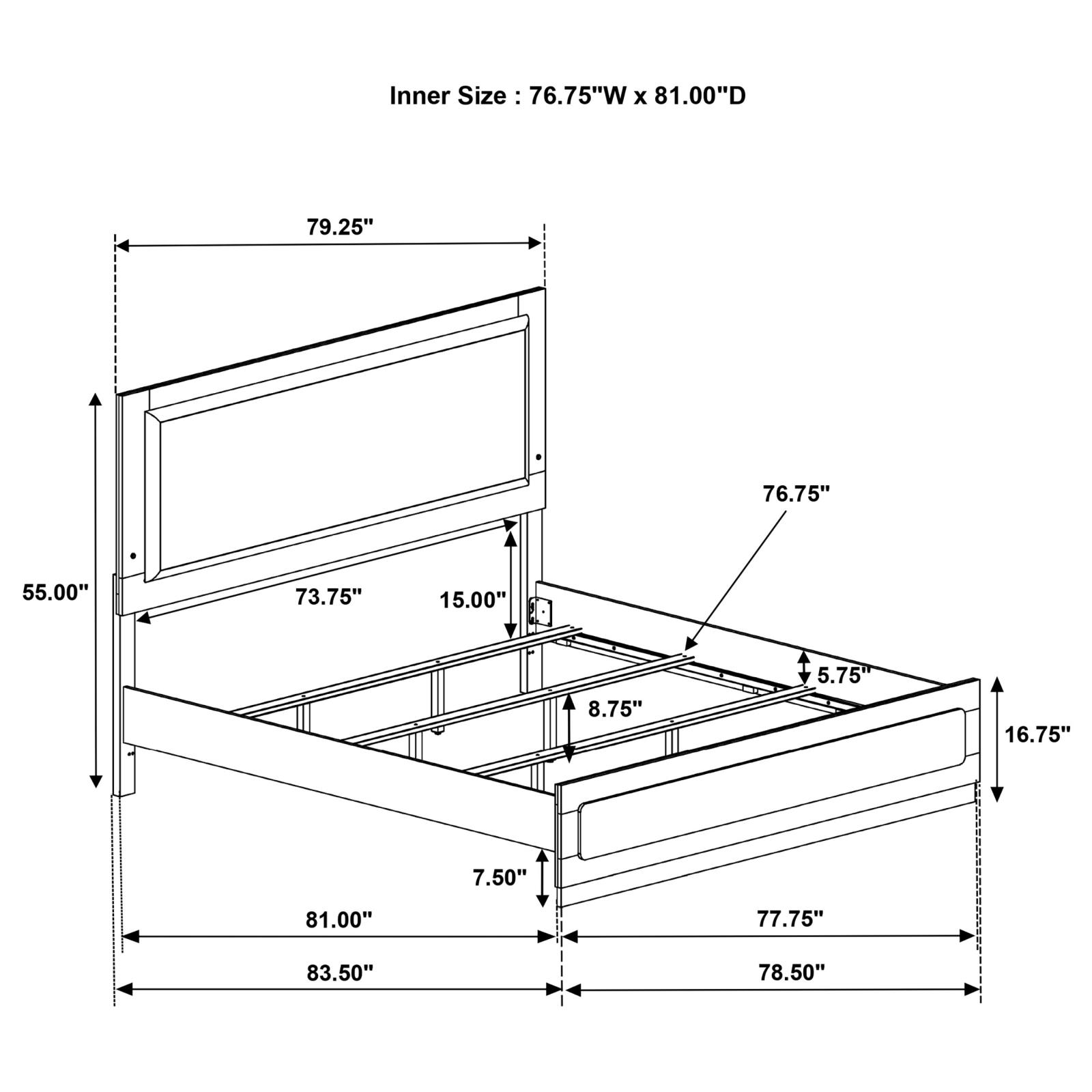 Caraway Wood Eastern King LED Panel Bed - Image 14