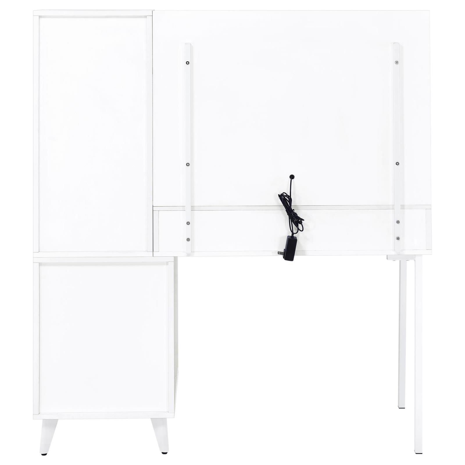 Souza 5-Drawer Makeup Vanity Table With LED Mirror White High Gloss - Image 9
