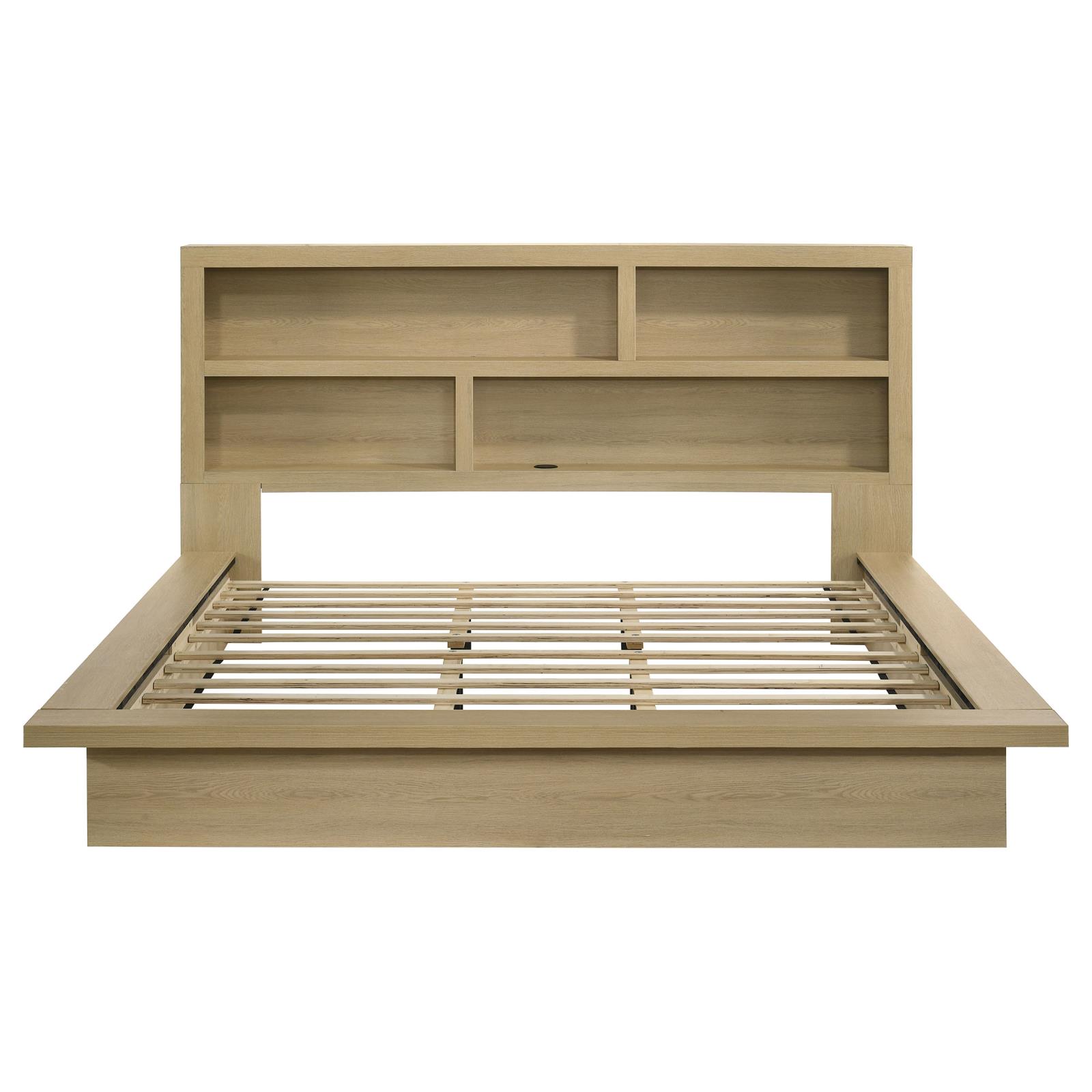 Hendricks California King Bookcase Headboard Platform Bed Light Oak - Image 4