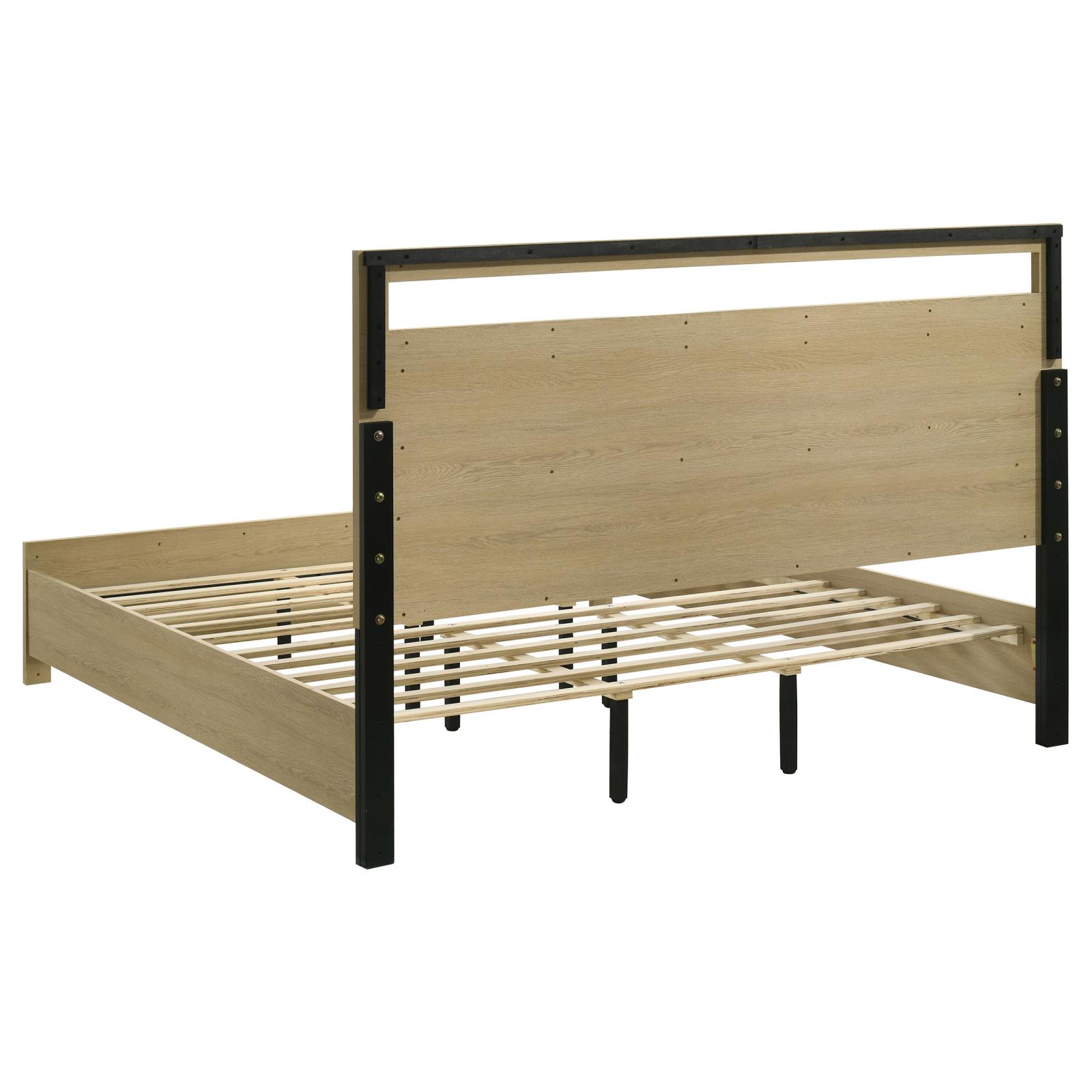 Hendricks California King Panel Headboard Platform Bed Light Oak - Image 5