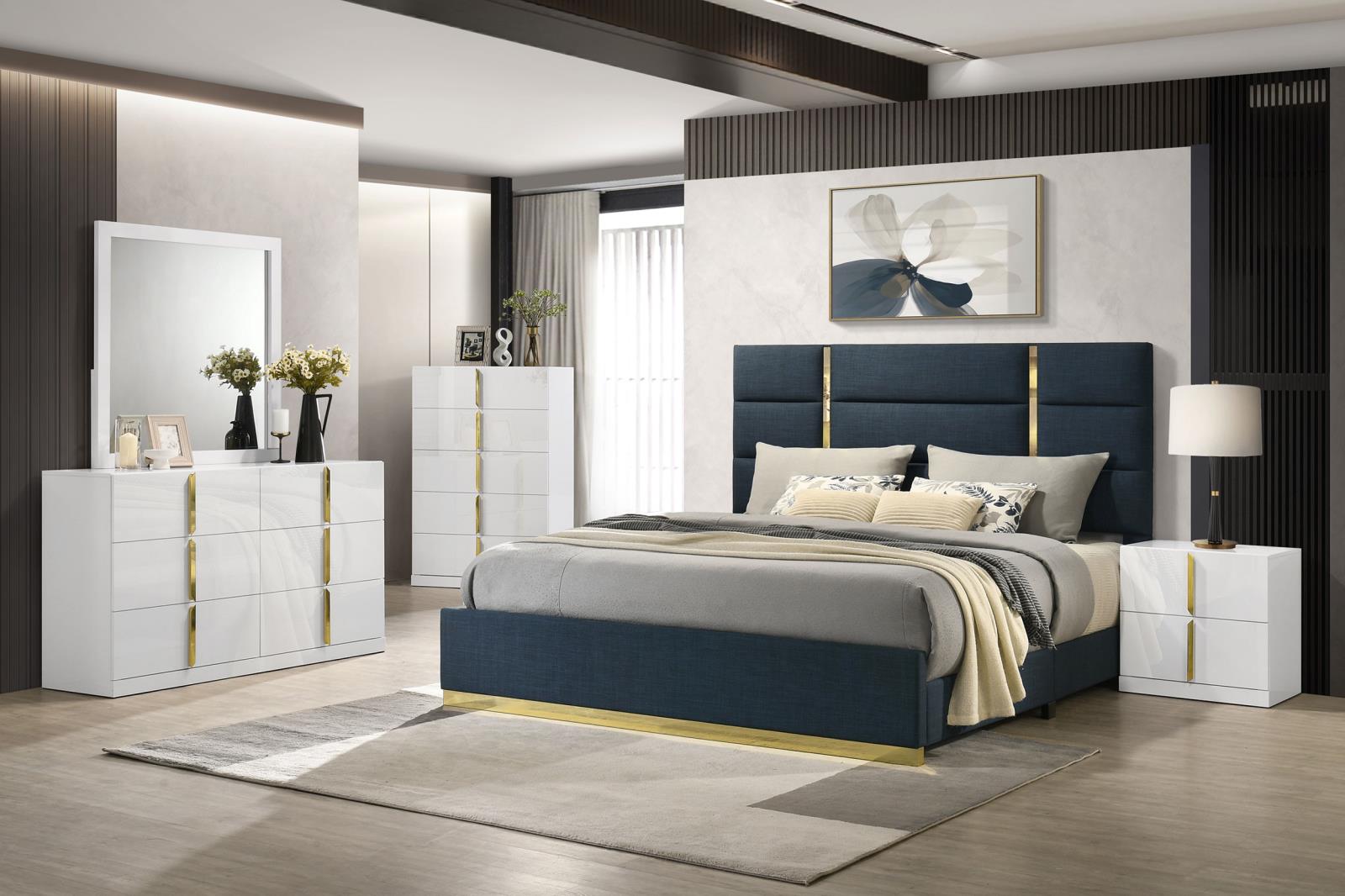 Ines 56-inch Fabric Upholstered Eastern King Panel Bed - Image 20