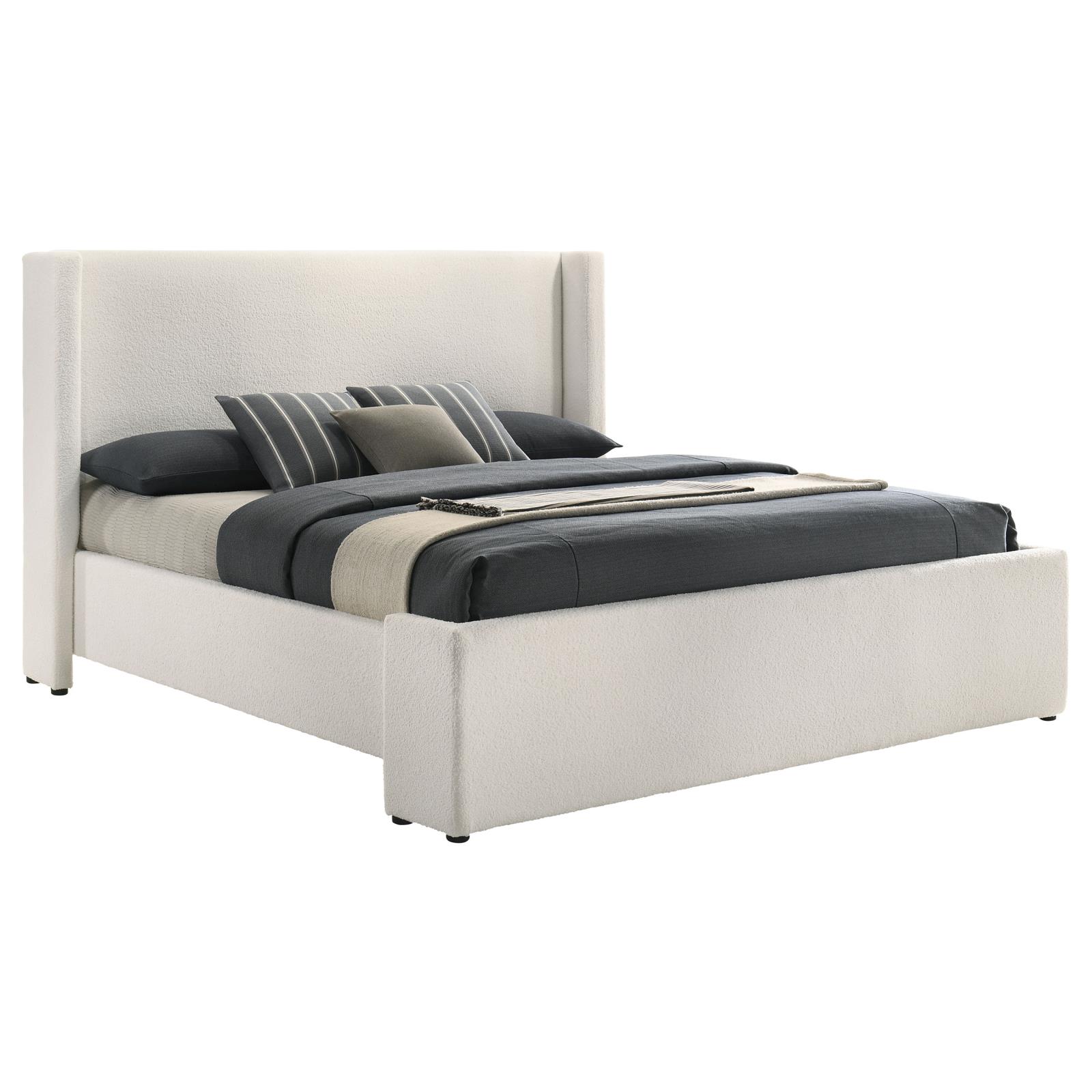 Alamosa Boucle Upholstered Eastern King Platform Bed White - Image 3