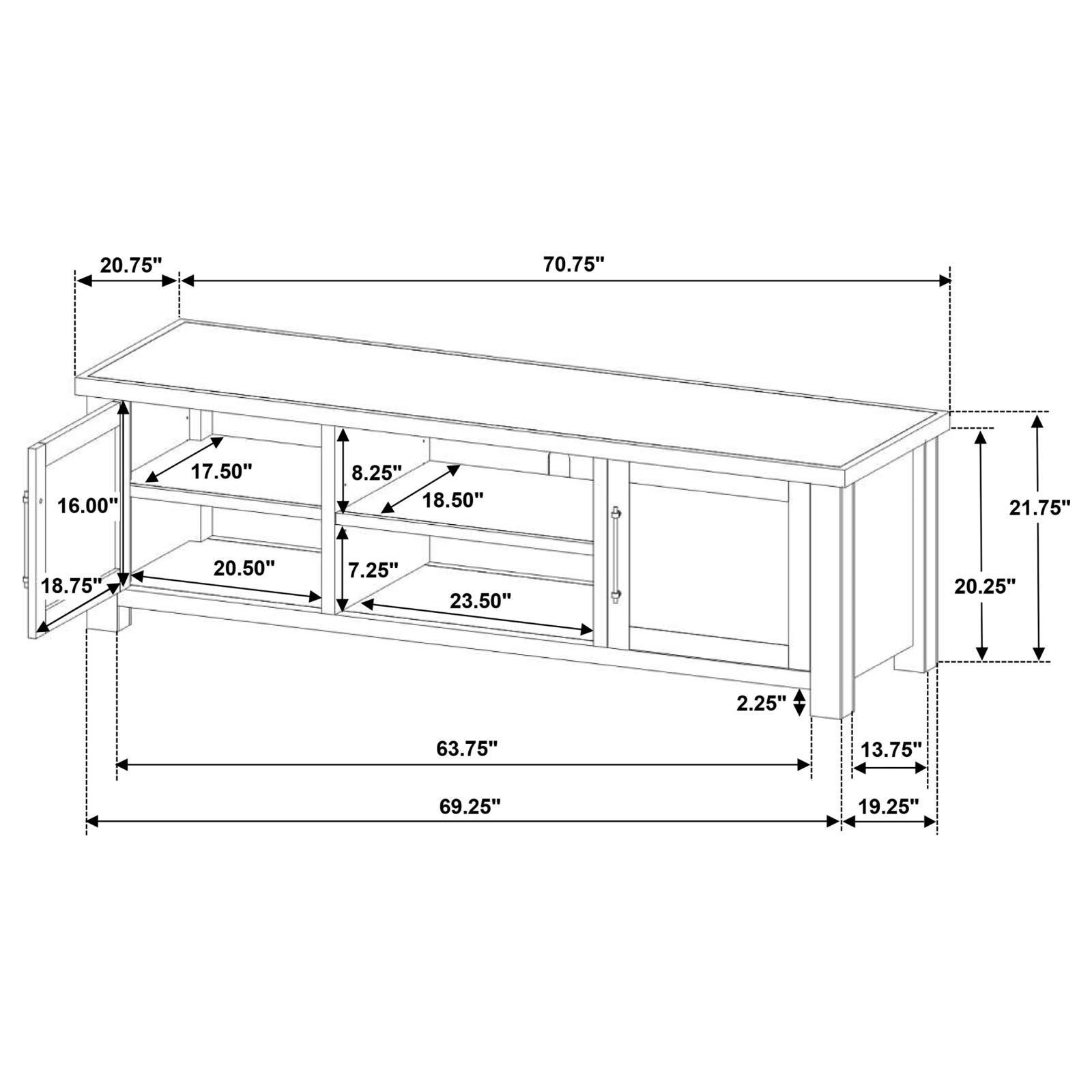Beasley 2-Door 71-Inch Wood TV Stand Media Console Golden Oak - Image 14