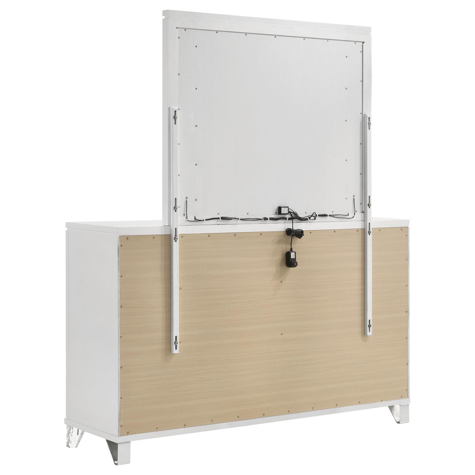 Marmore 9-drawer Dresser and LED Mirror White - Image 6