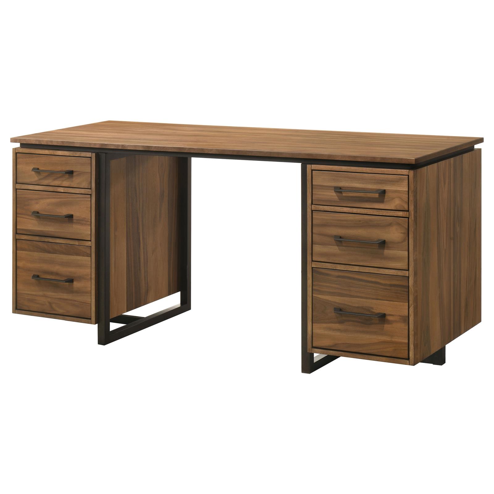 Berhalter 6-Drawer Double Pedestal File Computer Desk - Image 6