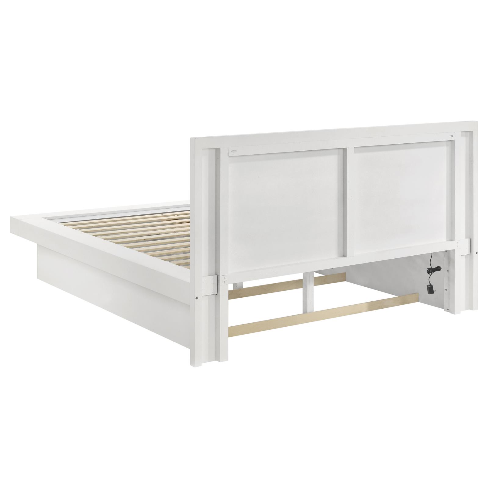 Jessica Wood Eastern King LED Panel Bed Snow White - Image 4