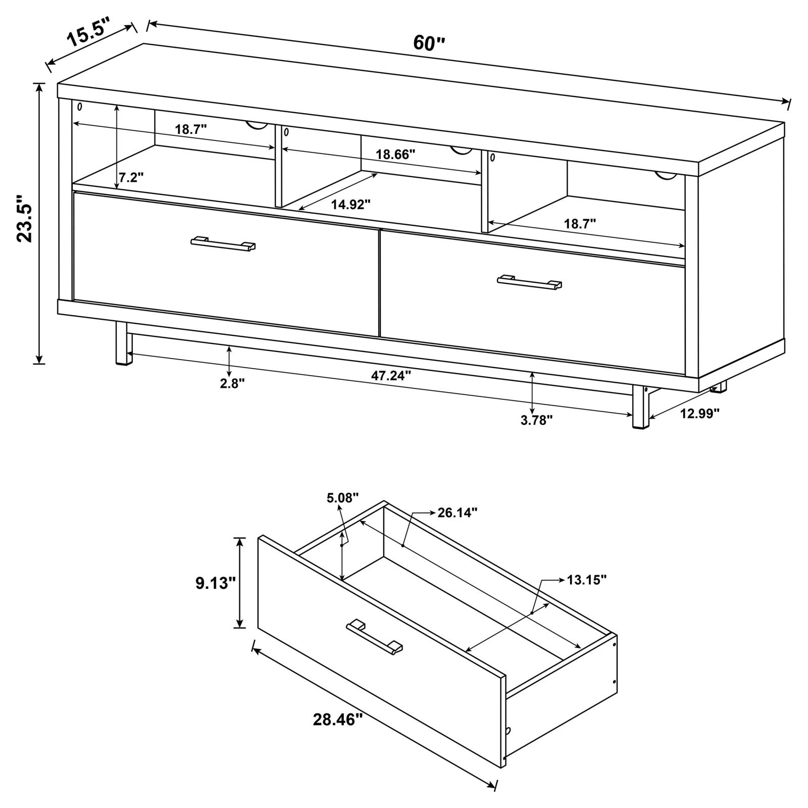 Casey 2-drawer Engineered Wood 60-inch TV Stand - Image 10