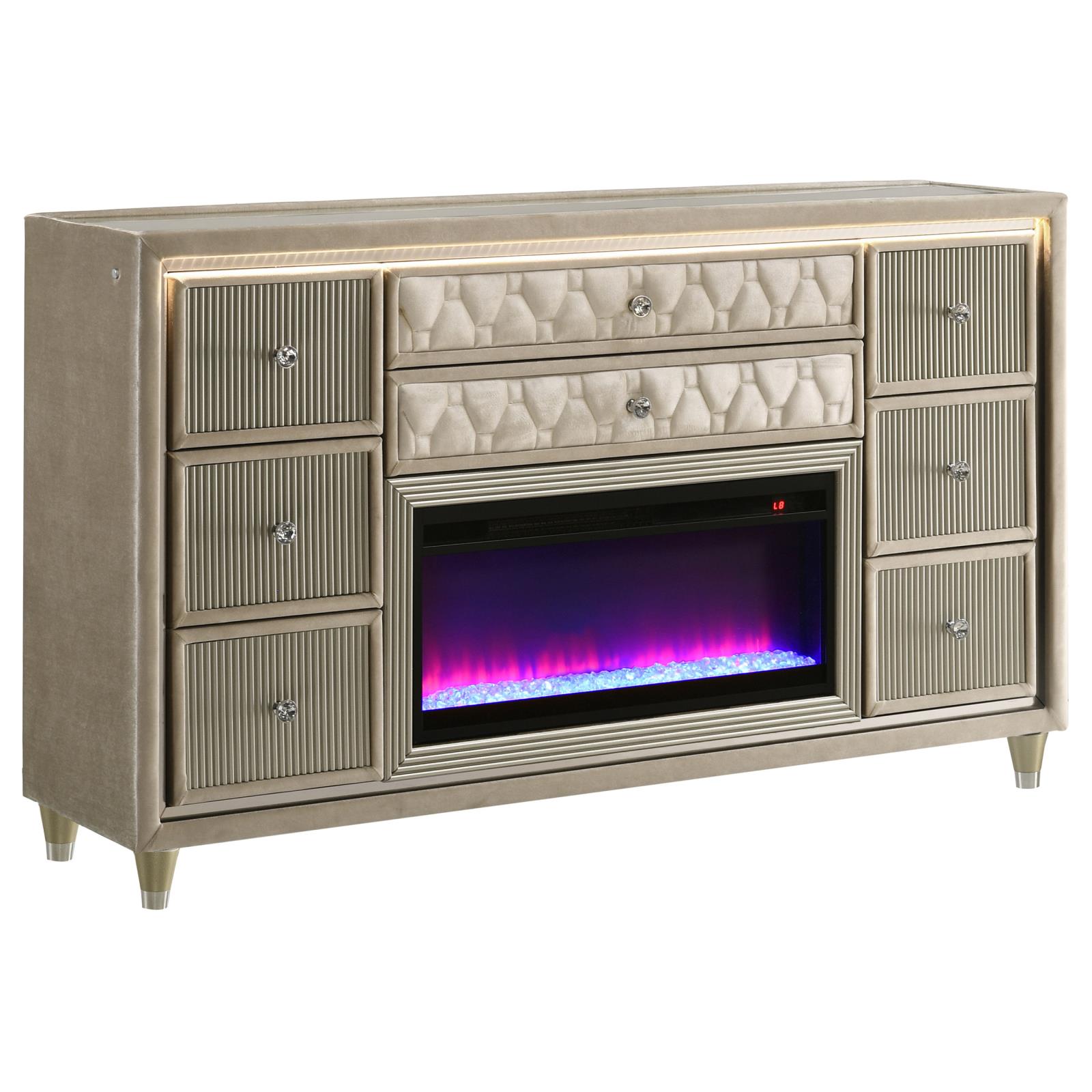 Lorient 8-drawer LED Bedroom Flame Box Dresser