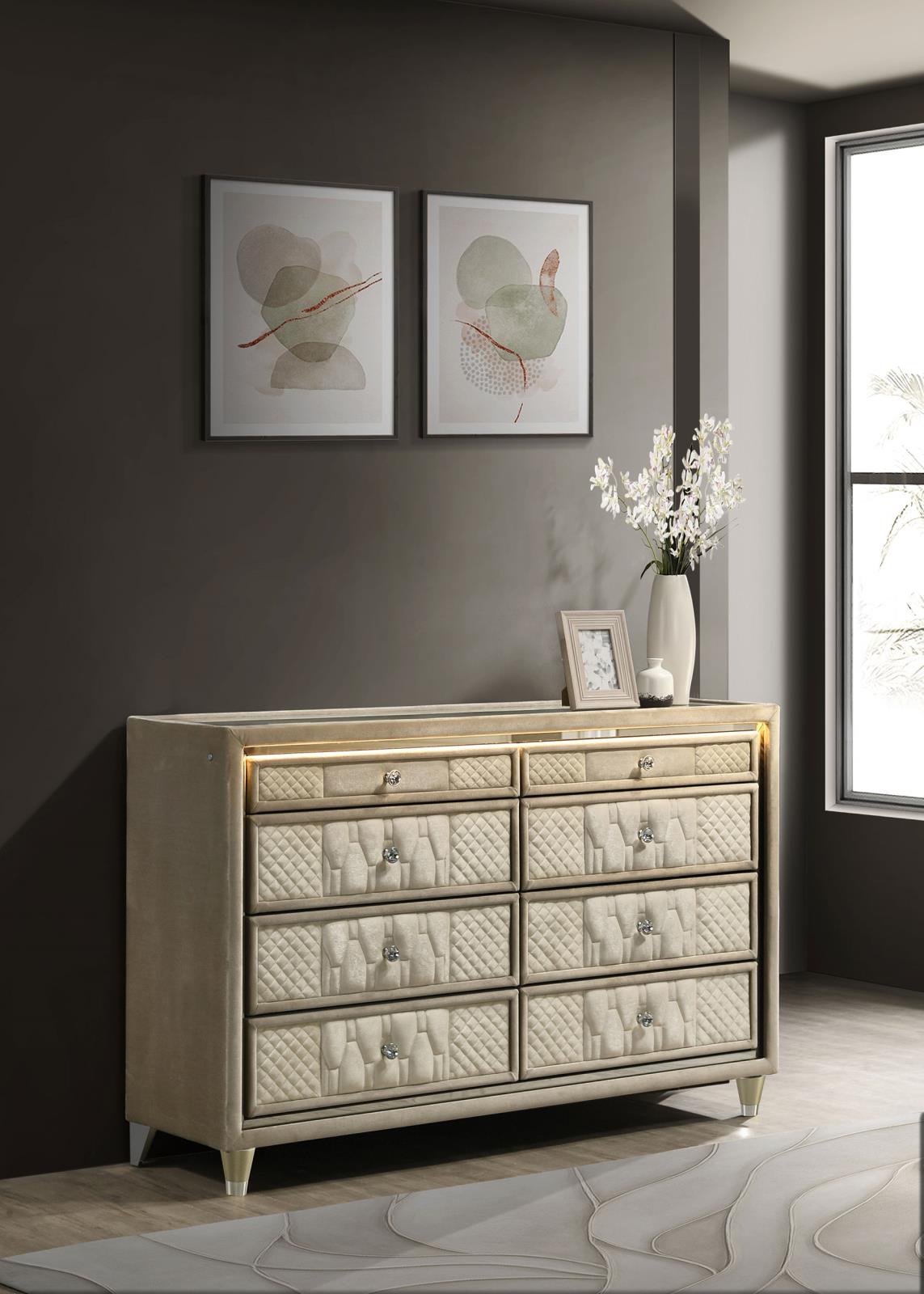 Lorient 8-drawer LED Bedroom Dresser Cabinet - Image 2
