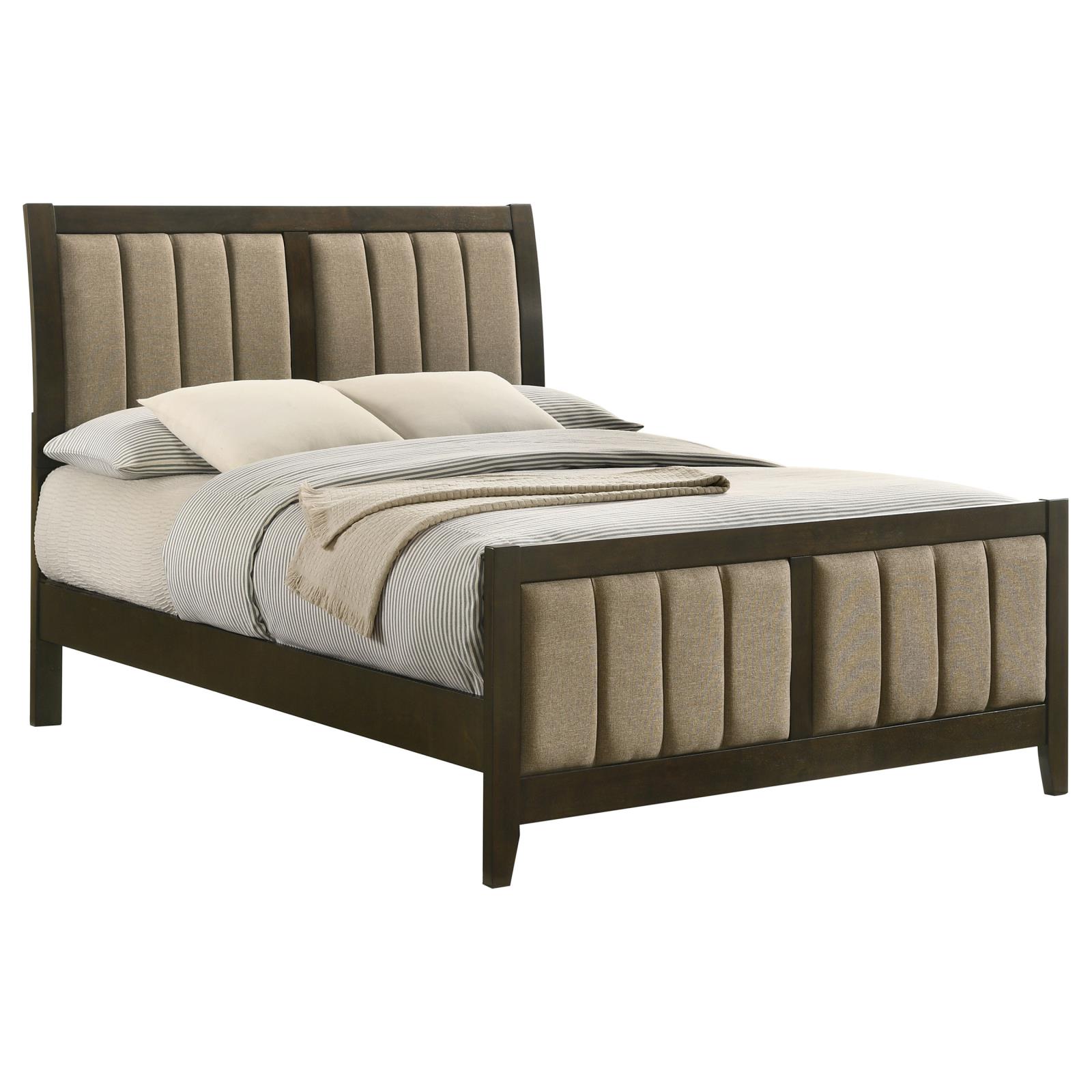 Wilkes Full Vertical-Channel Upholstered Panel Bed Dark Cocoa - Image 3