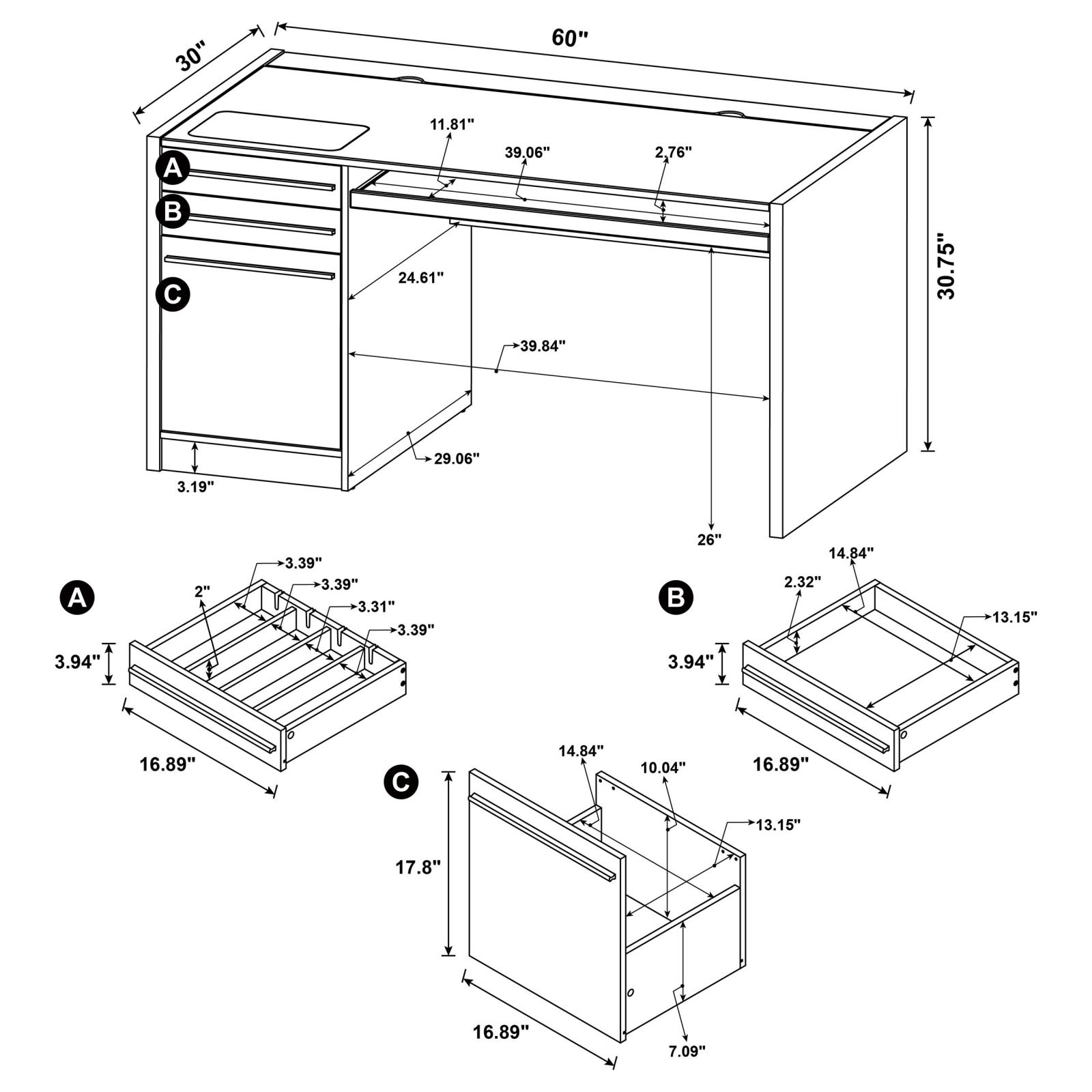 Halston 60-inch 3-drawer Office Computer Desk Cappuccino - Image 11