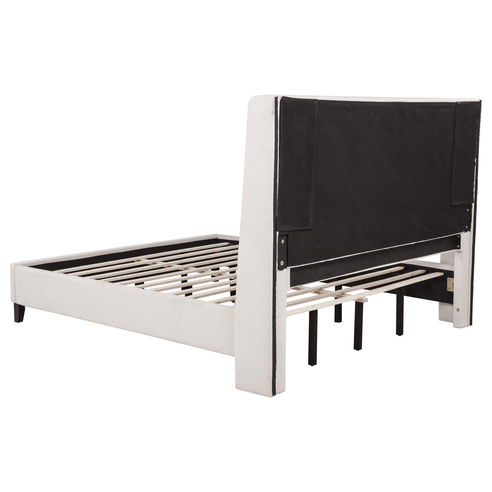 Leslie Upholstered Tufted California King Wingback Platform Bed Beige - Image 5