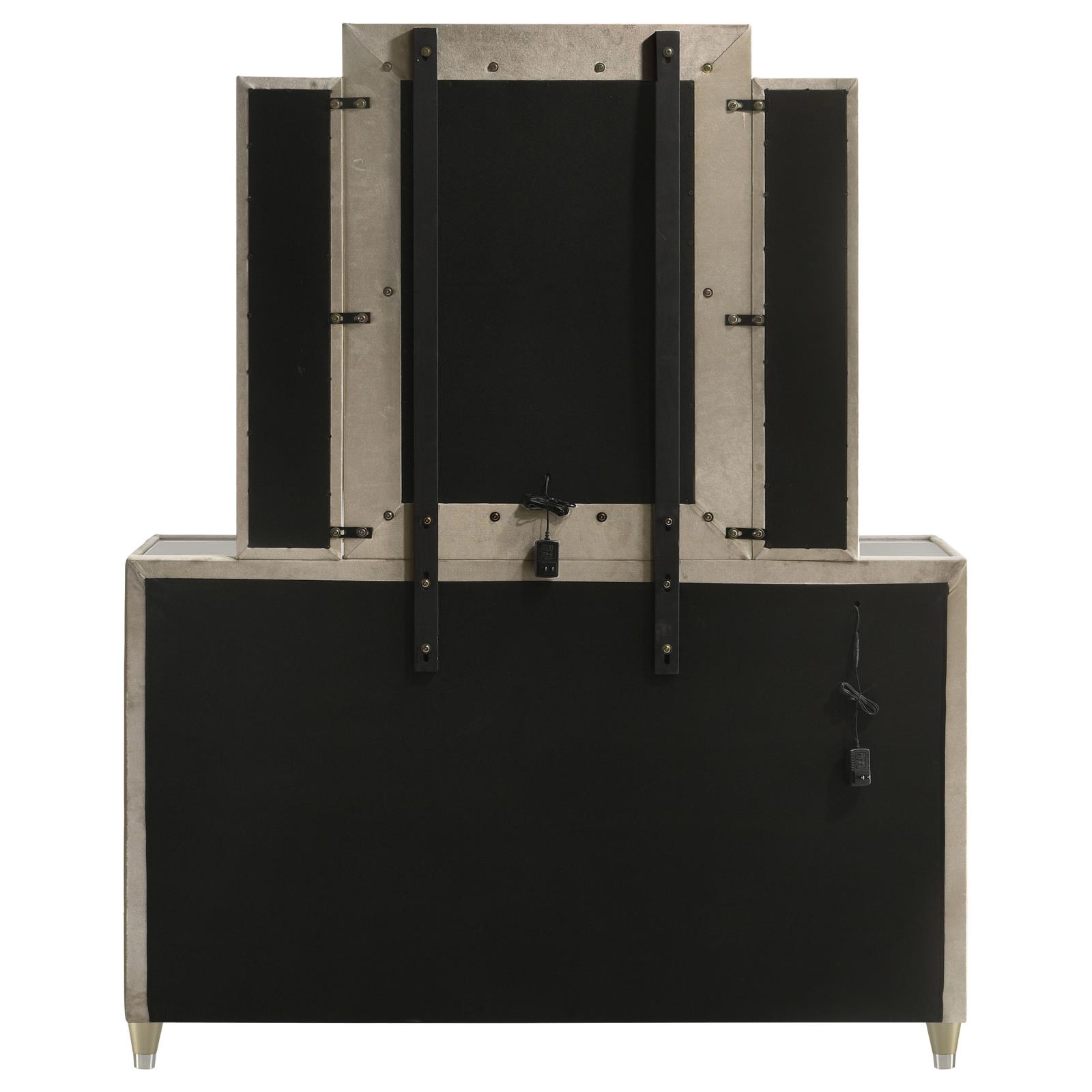 Lorient 8-drawer LED Dresser with Mirror Ivory and Camel - Image 7