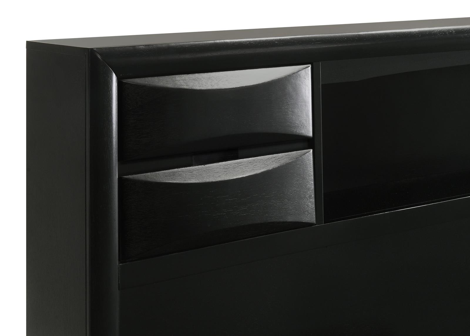 Briana Wood California King Storage Bookcase Bed Black - Image 7