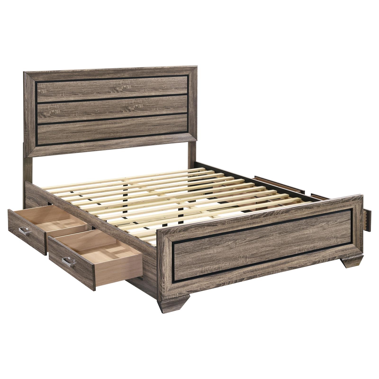 Kauffman Wood Queen Storage Panel Bed Washed Taupe - Image 4