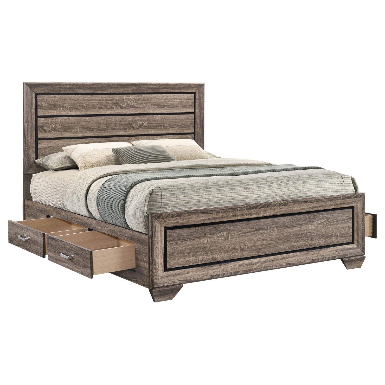 Kauffman Wood Queen Storage Panel Bed Washed Taupe - Image 6