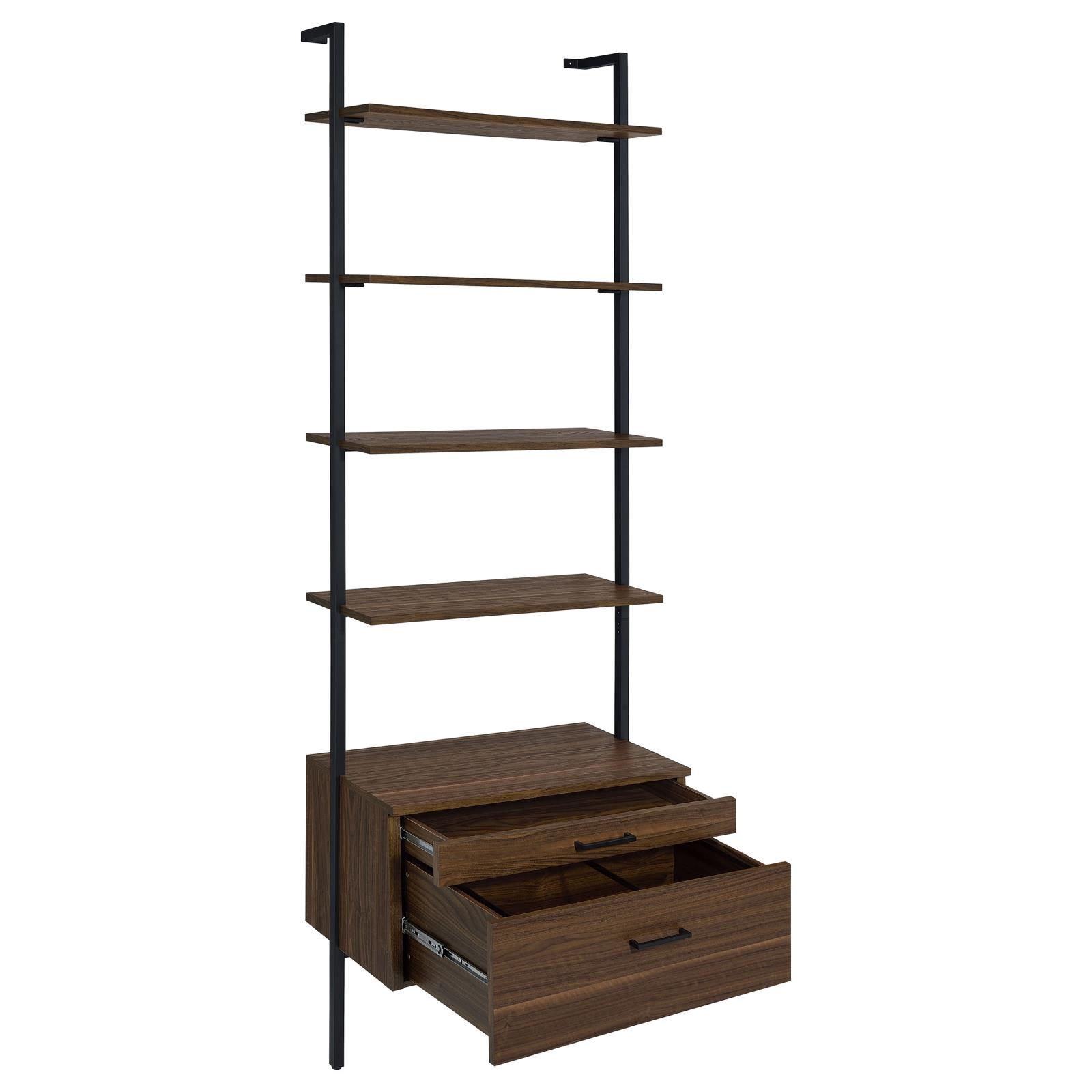 Owens 96-inch 4-shelf Storage Wall Bookshelf Walnut - Image 3