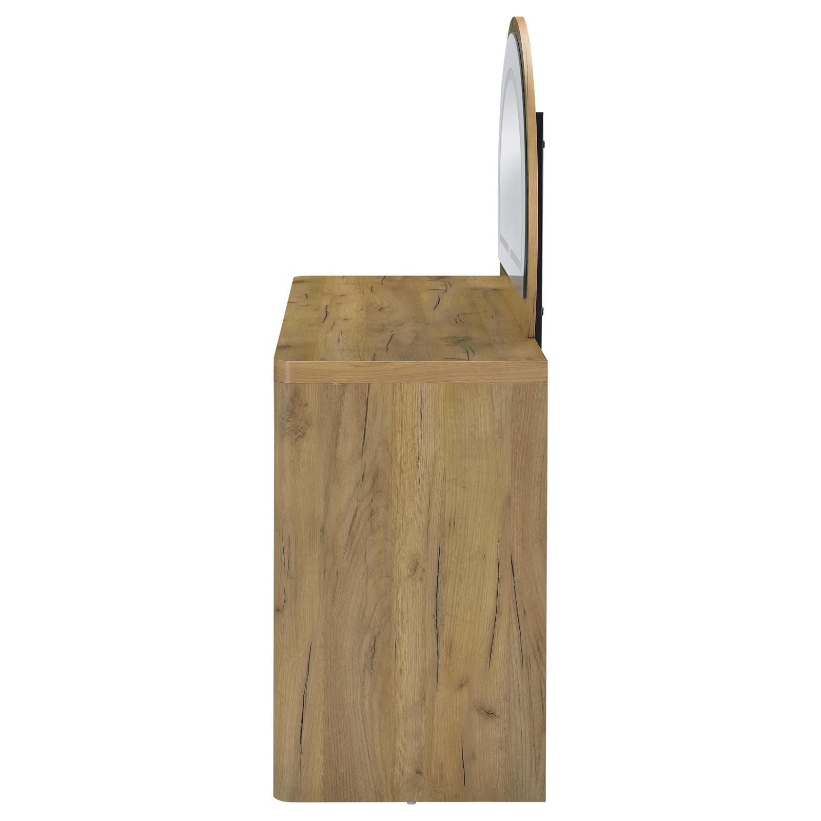 Irwin Vanity Table with LED Mirror and Storage Rustic Oak - Image 5