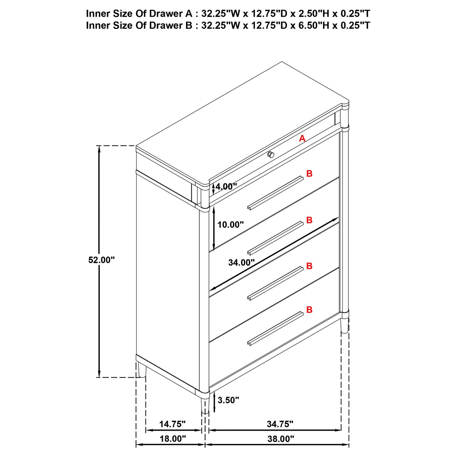 Gracemont 5-drawer Bedroom Chest of Drawers White - Image 14