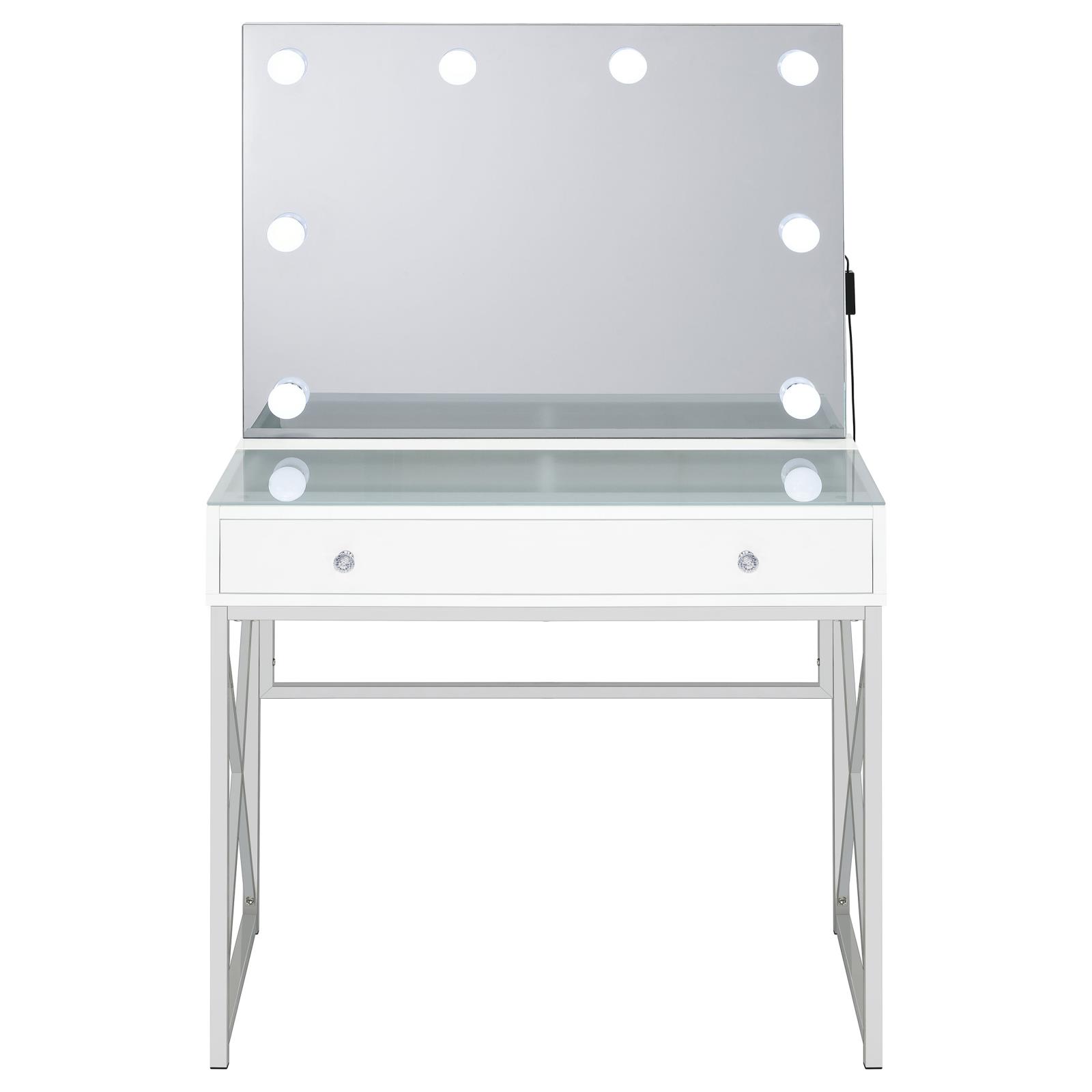 Eliza Vanity Set with Lighting & Stool White and Chrome - Image 5
