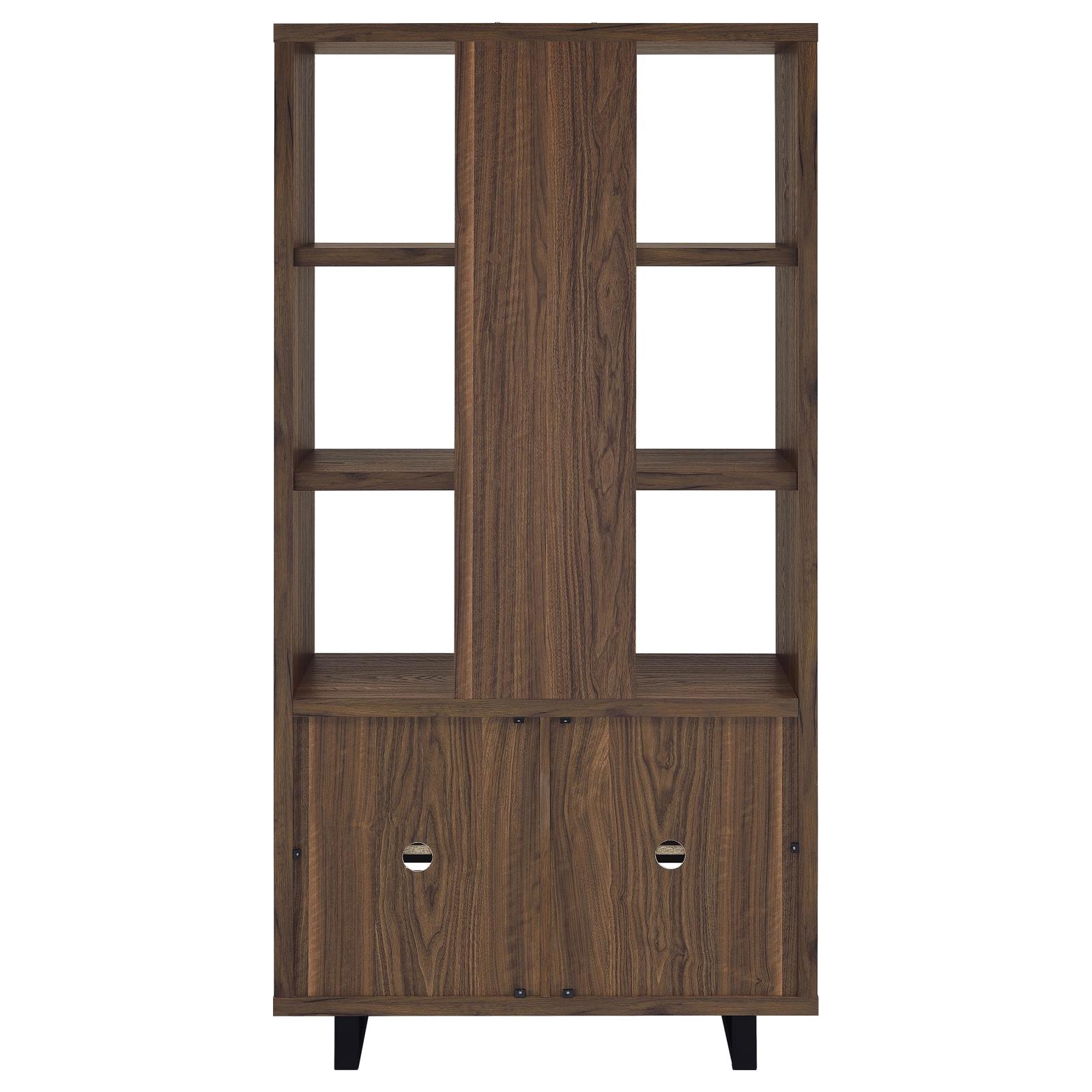 Maddox 71-inch 5-shelf Cabinet Bookcase Walnut - Image 8