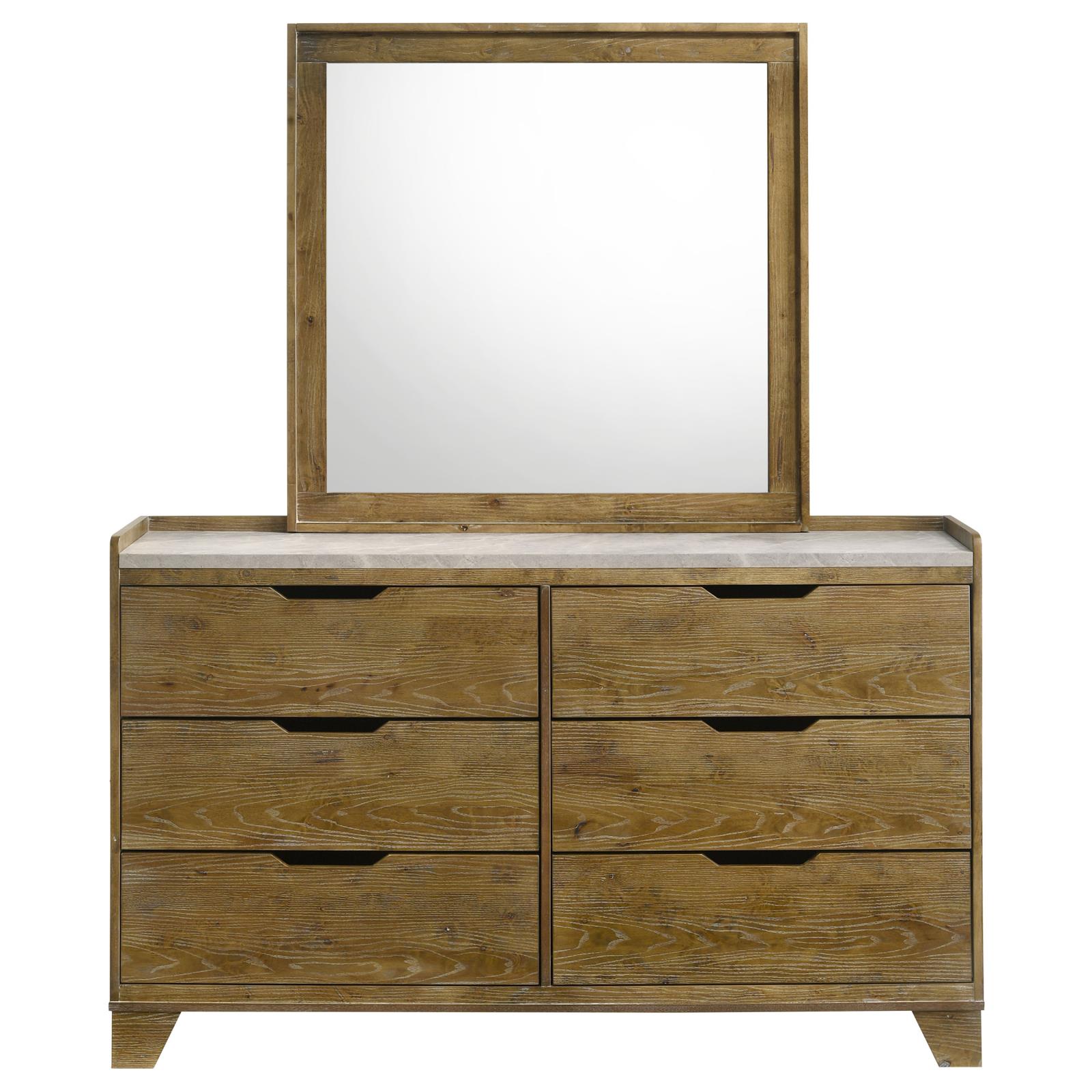 Henderson 6-drawer Bedroom Dresser with Mirror Medium Oak - Image 3