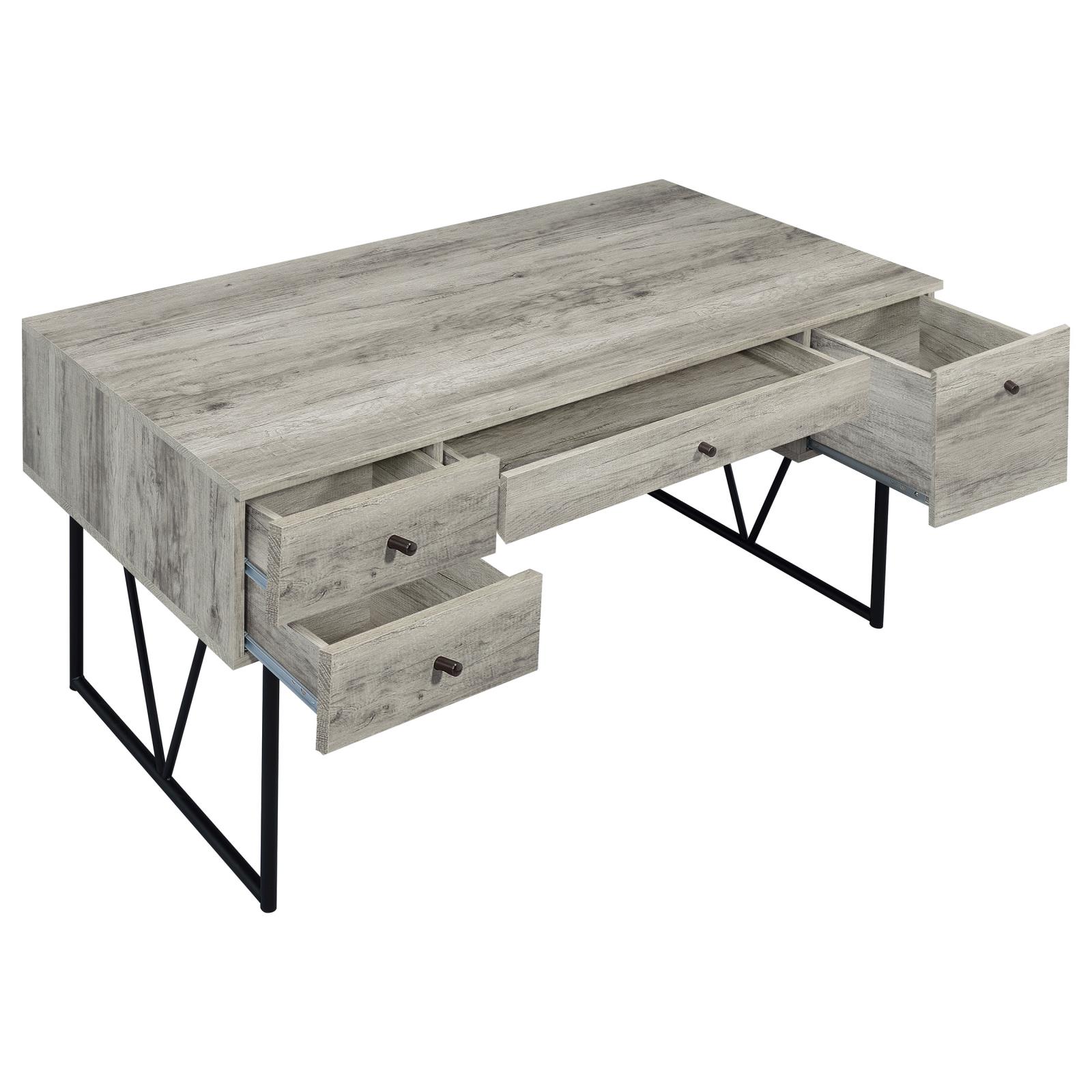 Analiese 63-inch 4-drawer Writing Desk Grey Driftwood - Image 4