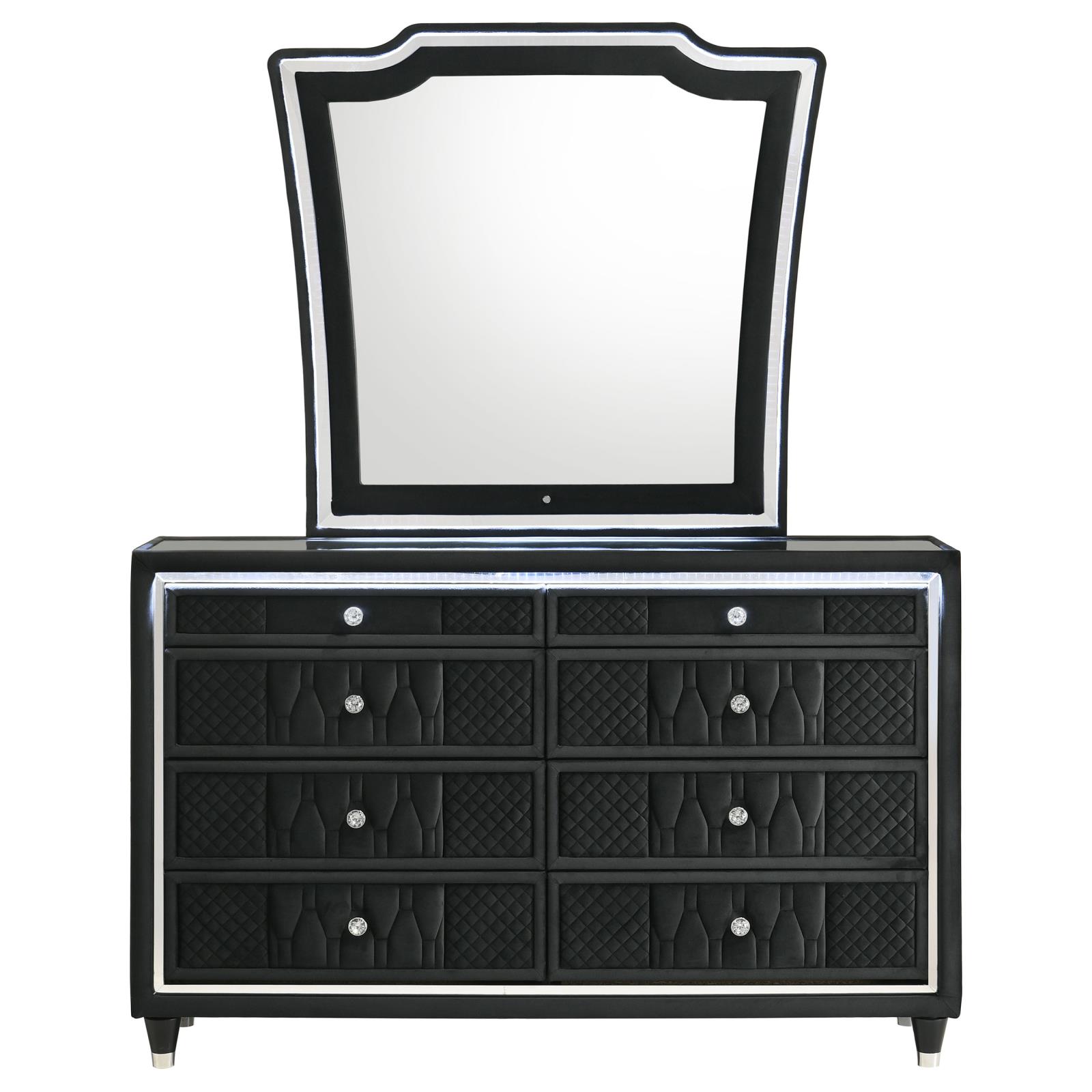 Lorient 8-drawer LED Dresser with Mirror Black - Image 3