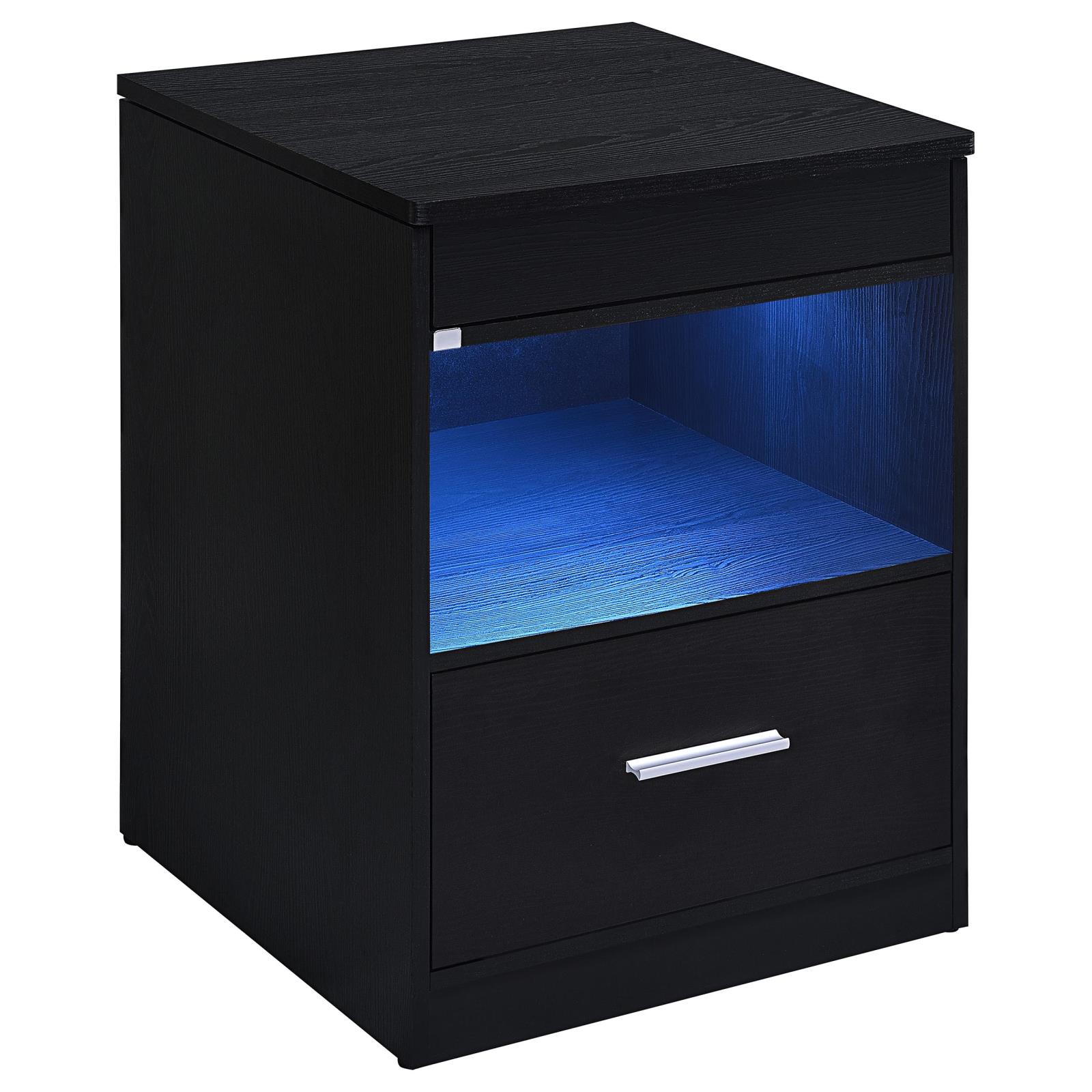 Fabre 1-drawer Extendable Top Nightstand Bedside Table Black Ash - Image 2