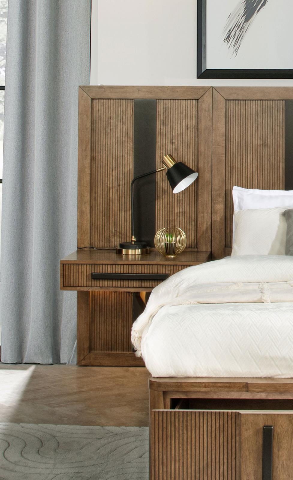Terrace Eastern King Wall Panel Storage Bed Ash Brown - Image 5