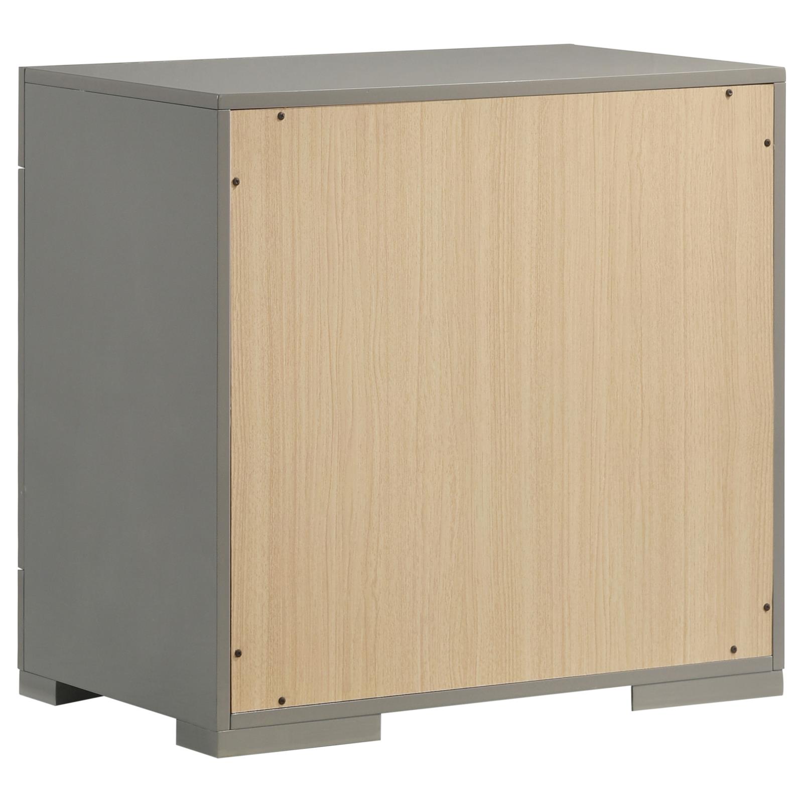Ives 2-drawer Nightstand Bedside Table Grey High Gloss - Image 6