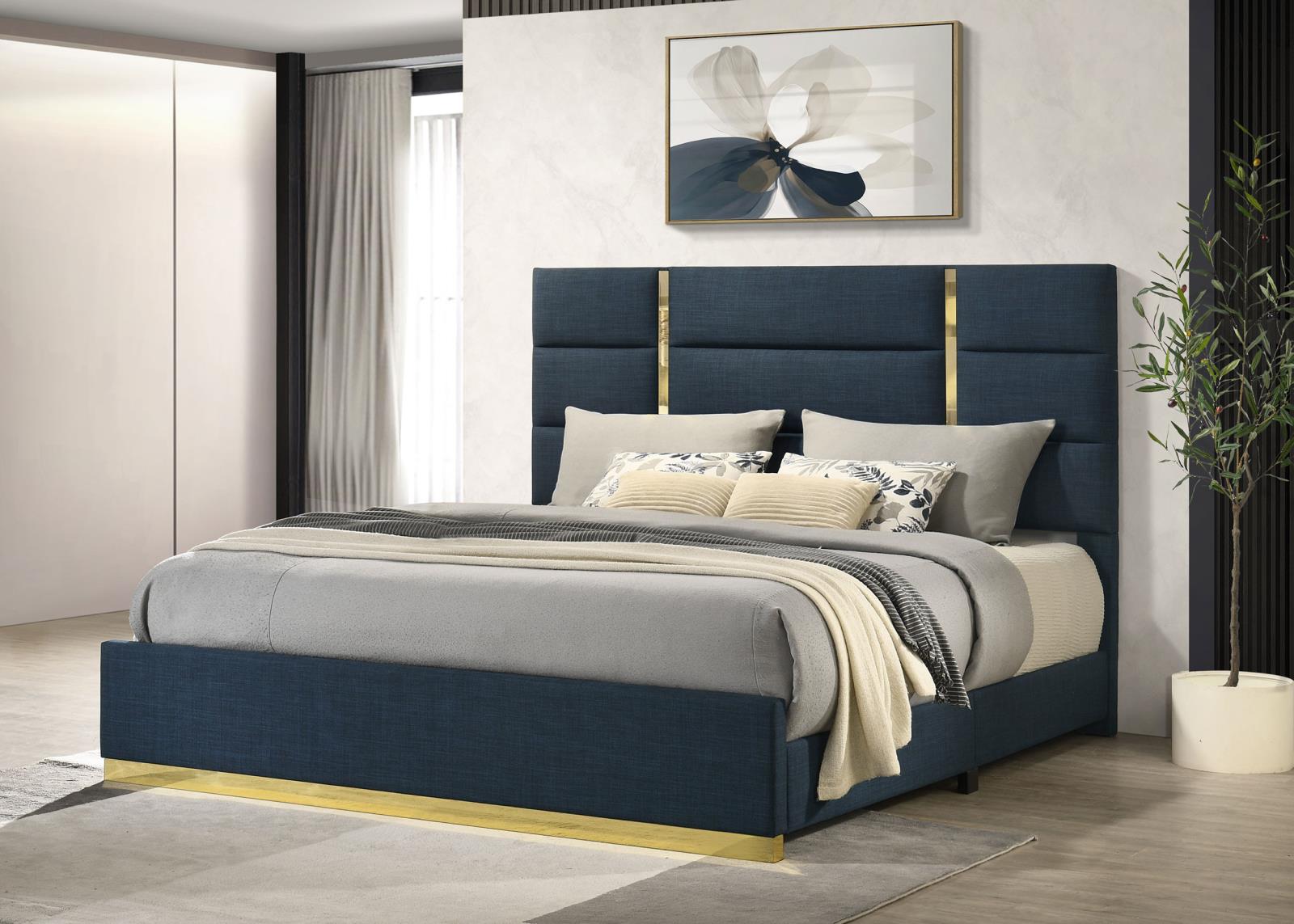 Ines 56-inch Fabric Upholstered Eastern King Panel Bed - Image 12