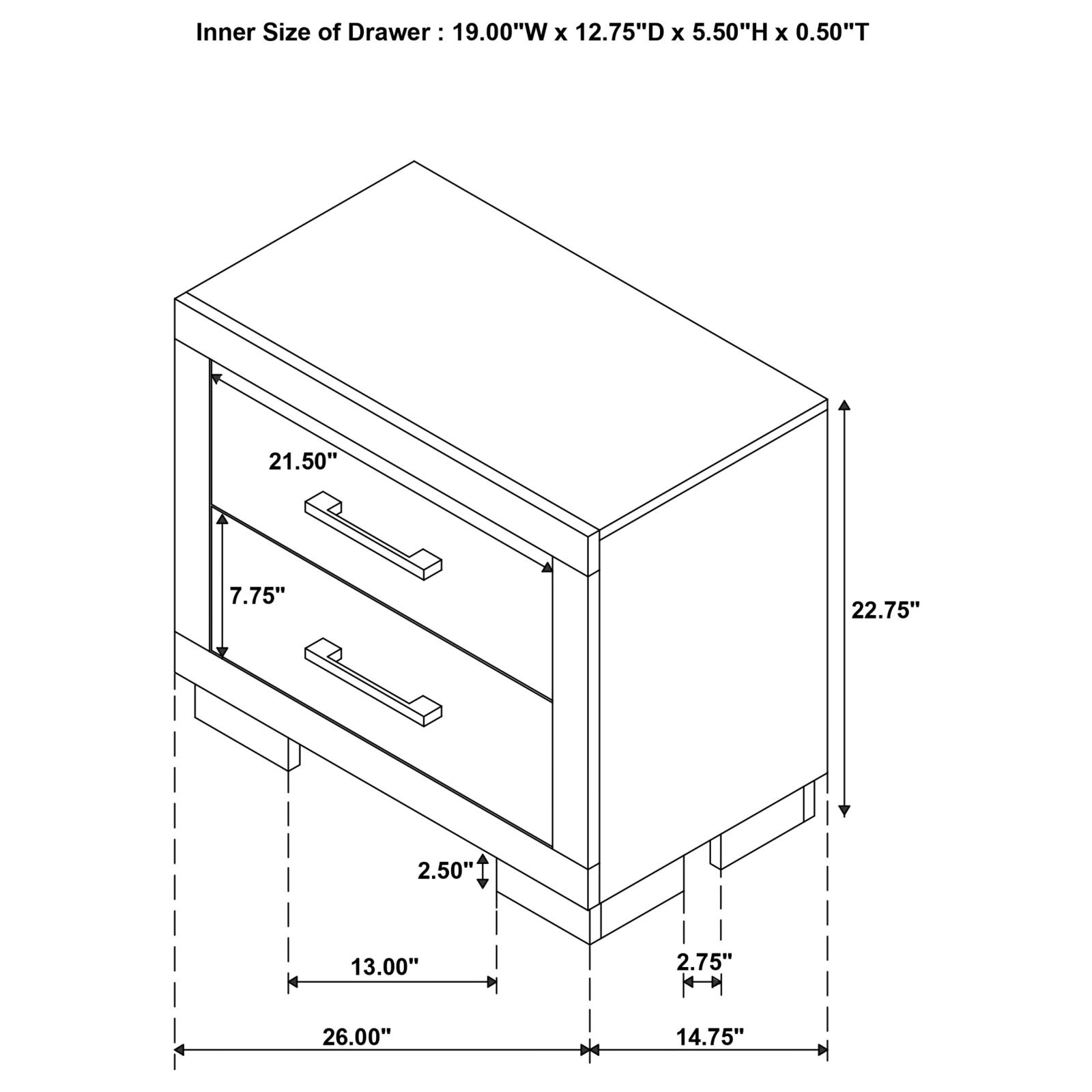 Jessica 2-drawer Nightstand Snow White - Image 13