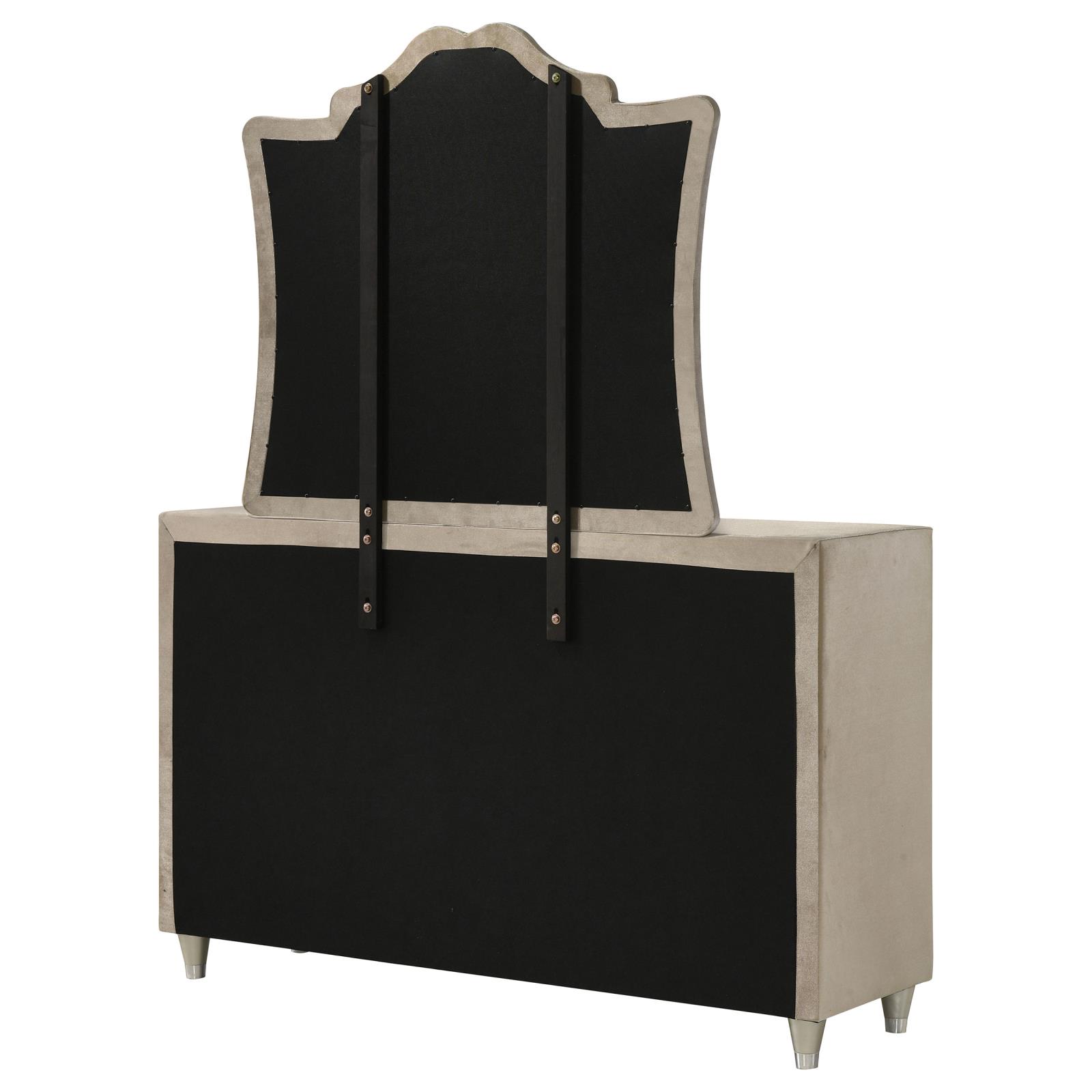 Antonella 7-drawer Upholstered Dresser with Mirror Ivory - Image 8