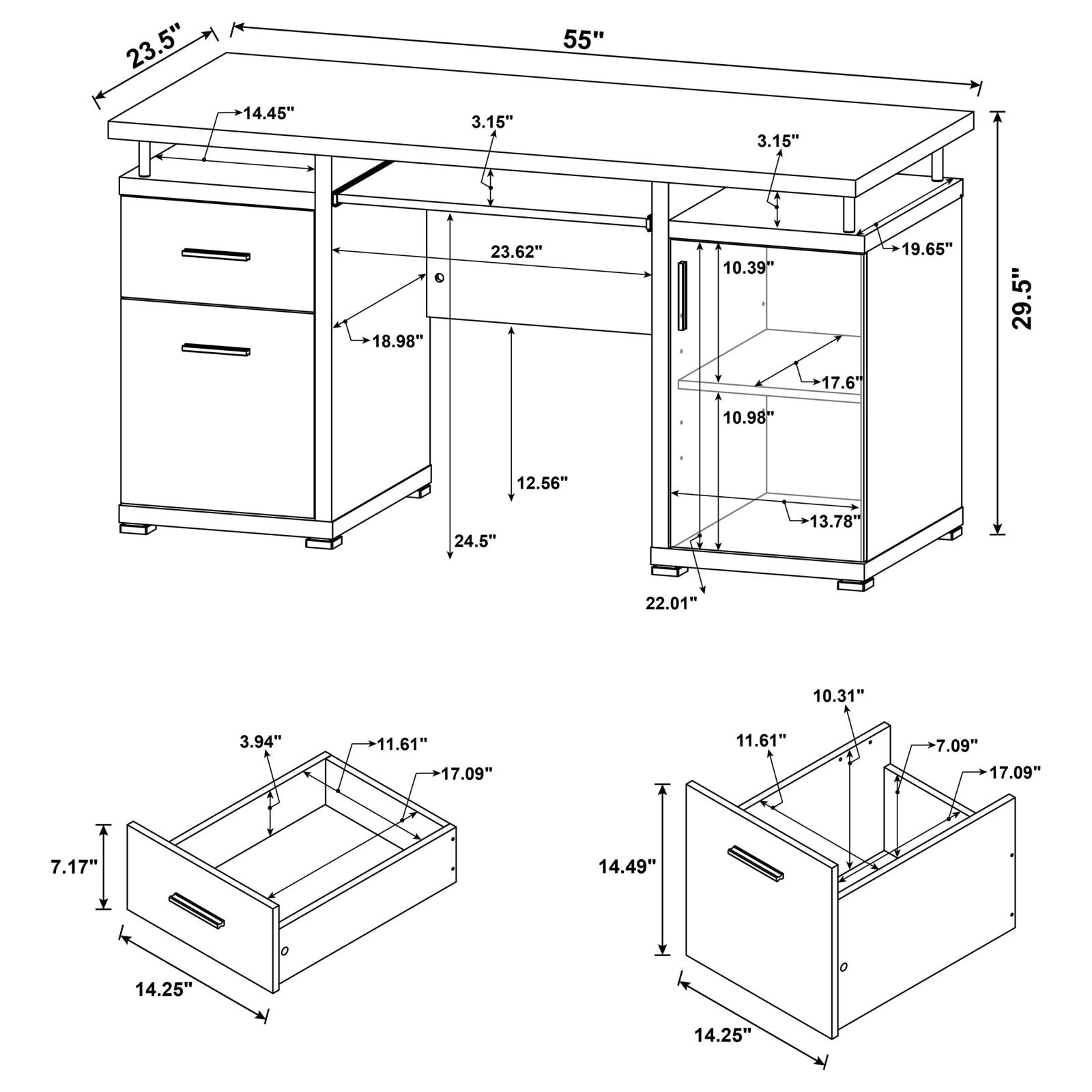 Tracy 55-inch 2-drawer Office Computer Desk Mango - Image 10