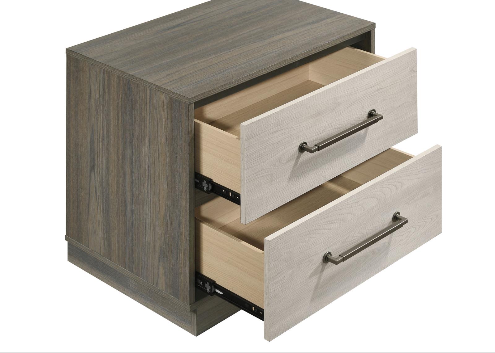 Fenwick 2-drawer Nightstand Bedside Table Grey Oak - Image 10