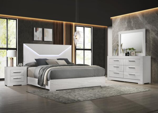 Ives Bedroom Set White High Gloss