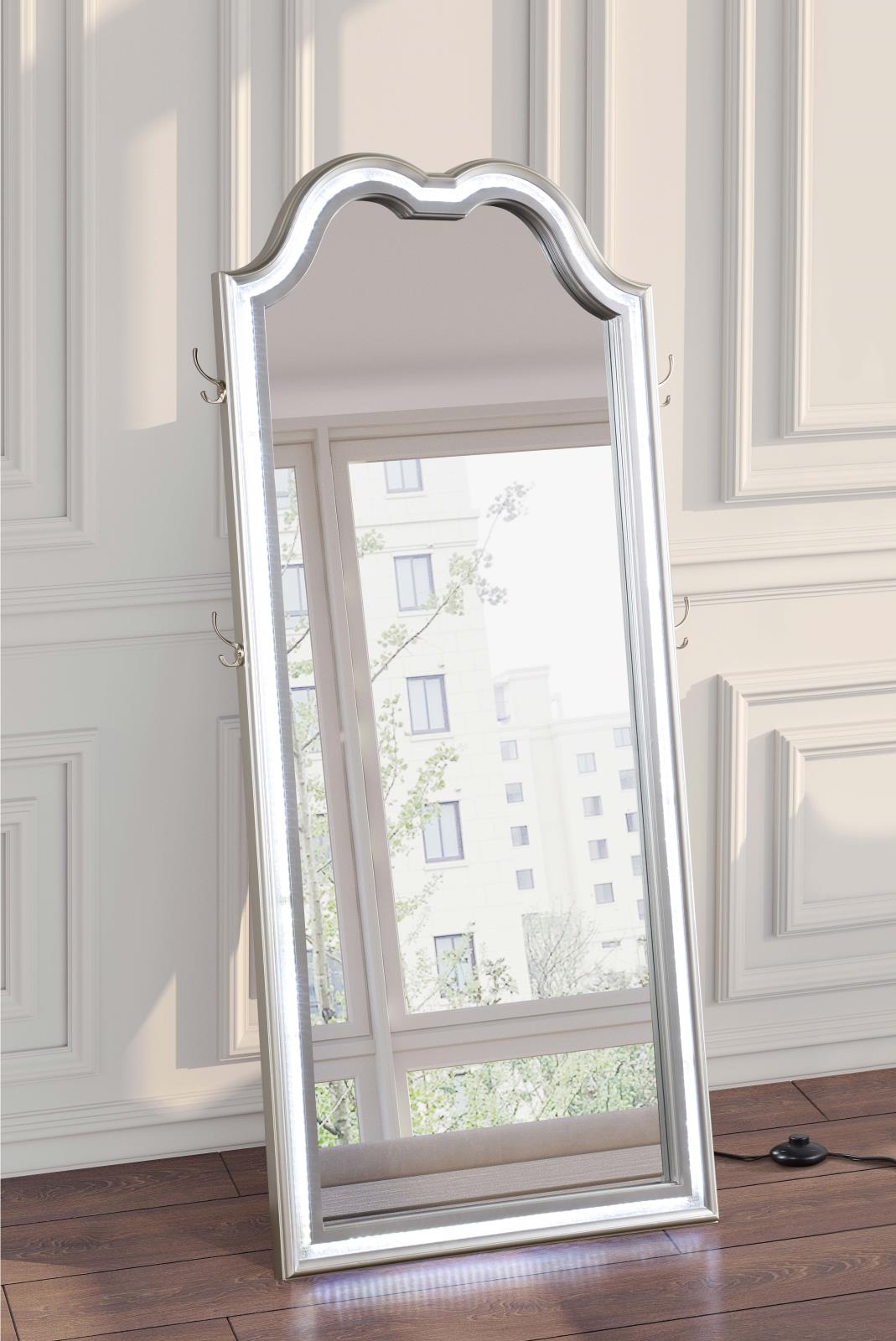 Evangeline Full Length LED Light Floor Mirror Silver Oak - Image 3