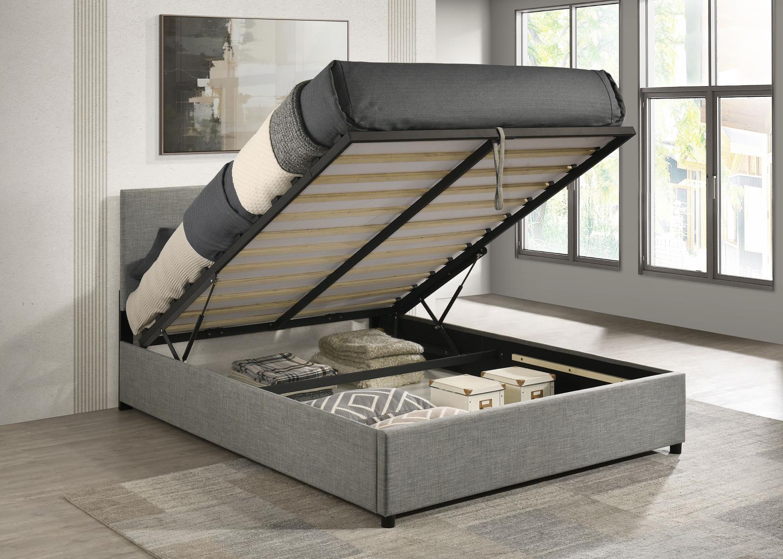 Reeves Upholstered Eastern King Lift-Top Storage Platform Bed - Image 4