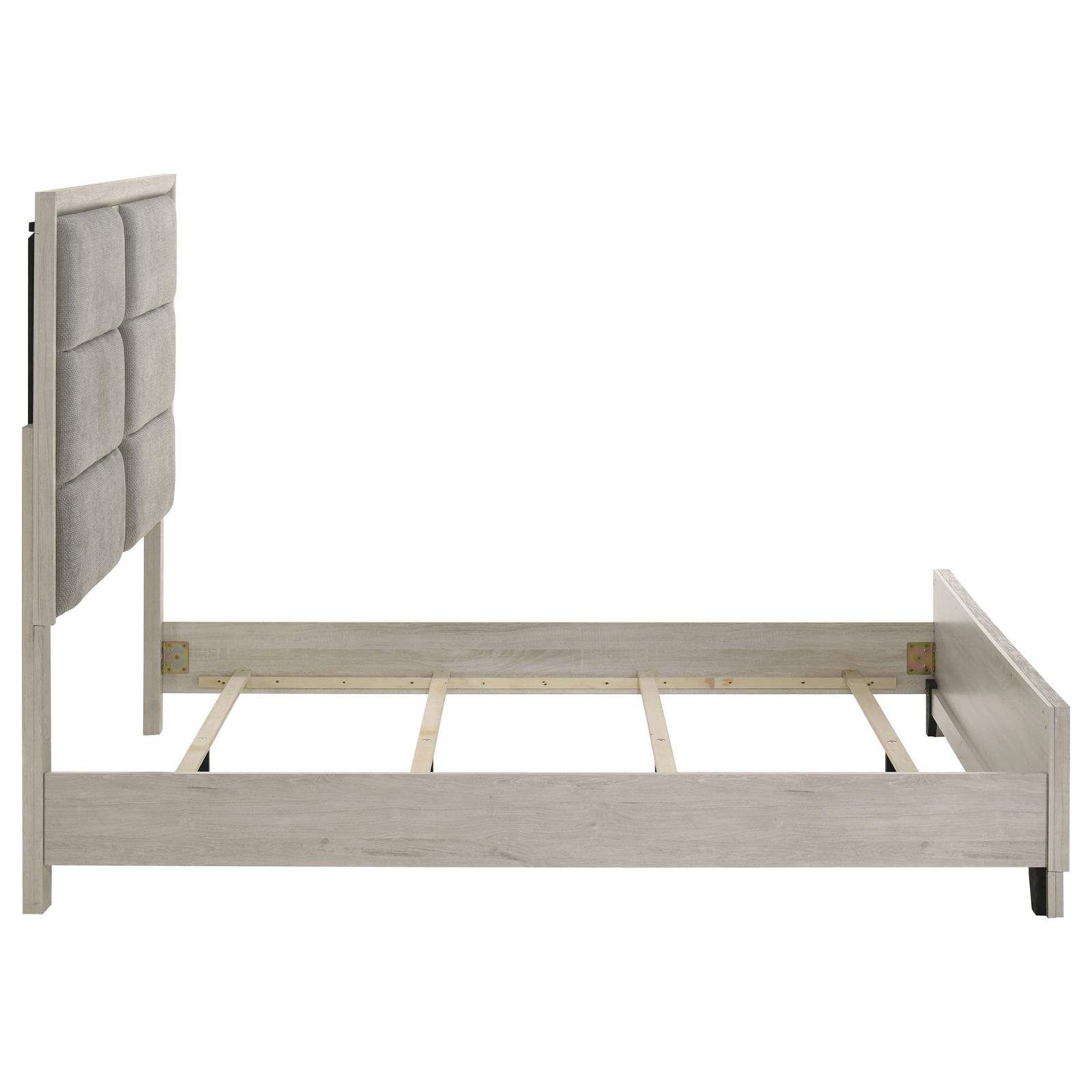 Farre Queen Upholstered Platform Panel Bed Washed Grey - Image 6