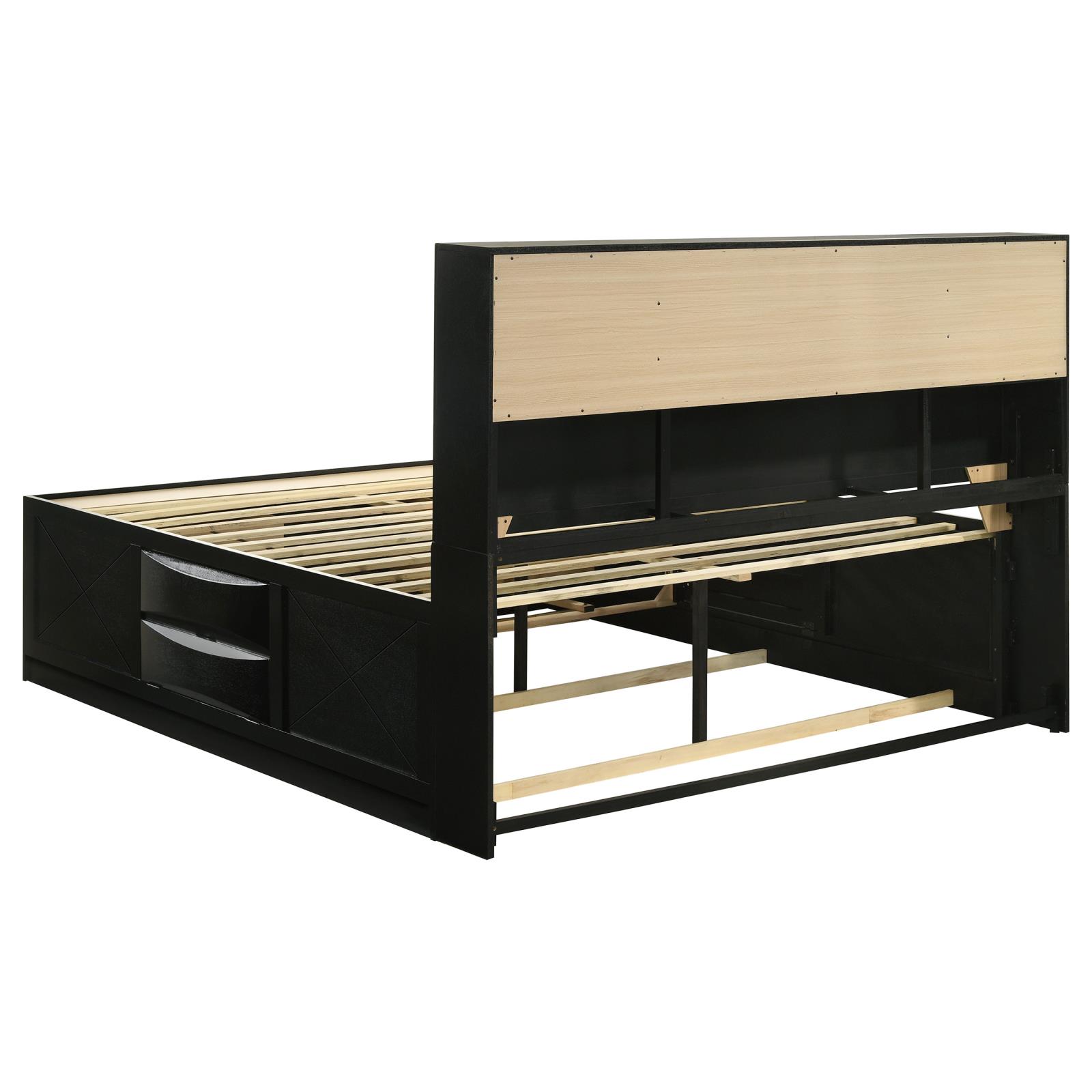 Briana Wood California King Storage Bookcase Bed Black - Image 5