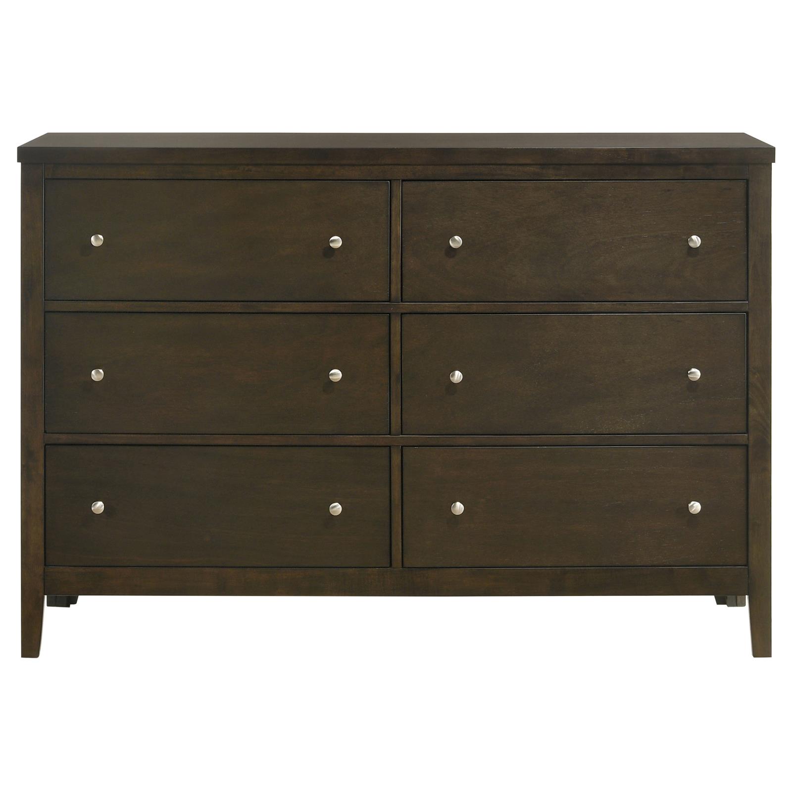 Wilkes Transitional 6-Drawer Dresser with Metal Knobs Dark Cocoa - Image 3