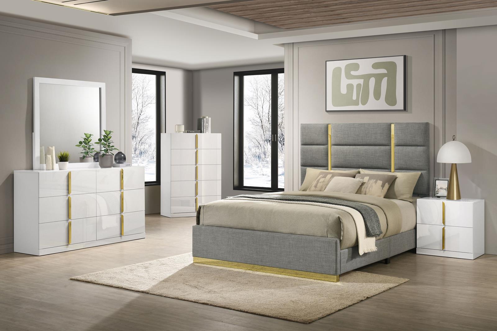 Ines 56-inch Fabric Upholstered Eastern King Panel Bed - Image 10