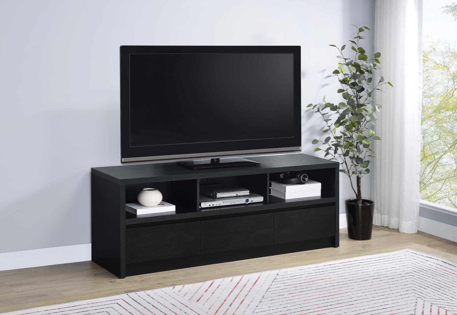 Rutland 59-inch 3-drawer TV Stand Media Console Black - Image 2