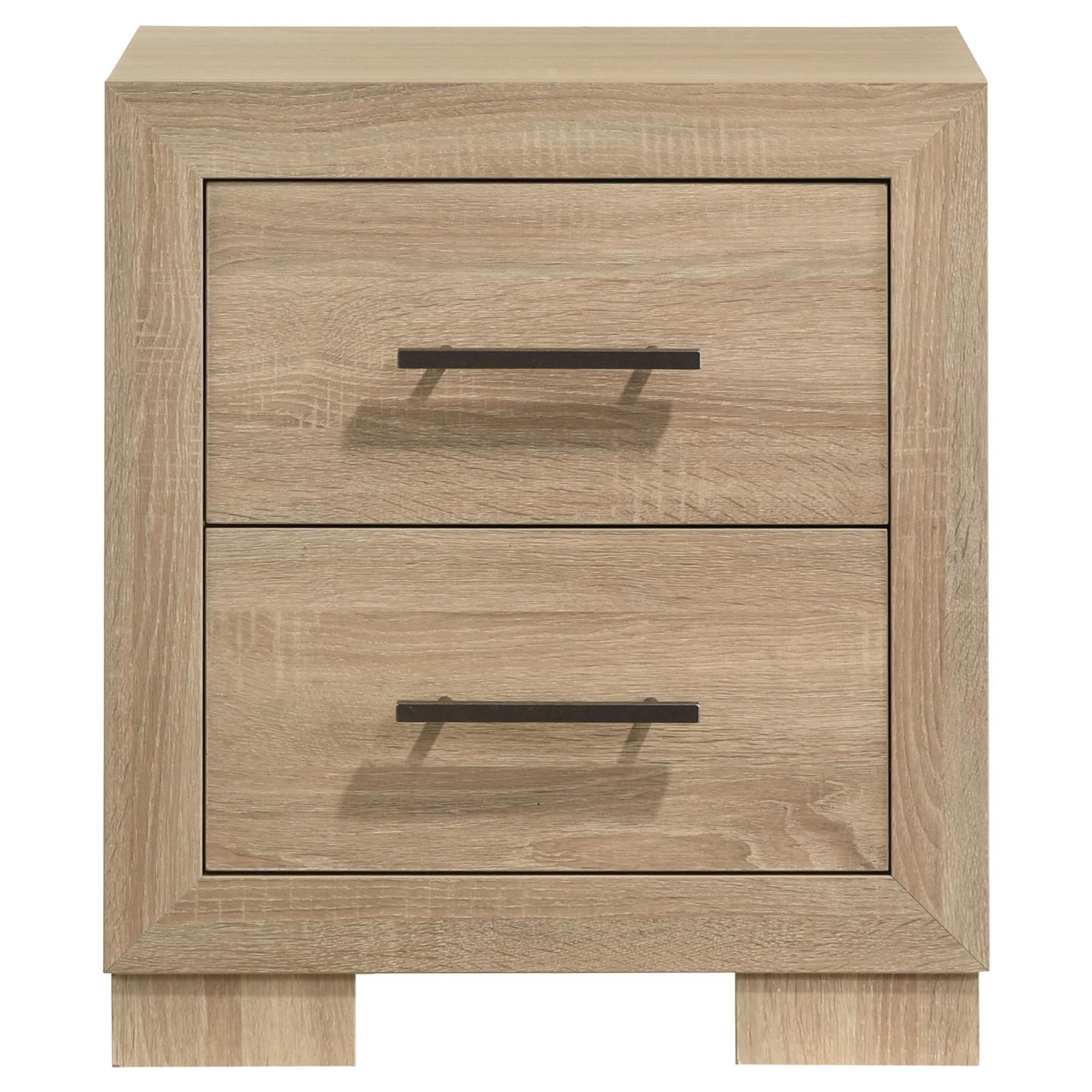 Arielle 2-Drawer Nightstand with Concealed Casters Light Oak - Image 3