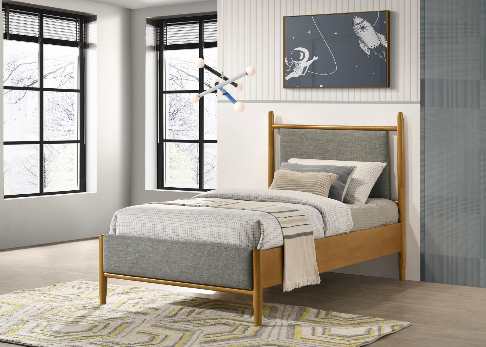 Mason 46-inch Twin Panel Platform Bed Grey and Light Brown - Image 2
