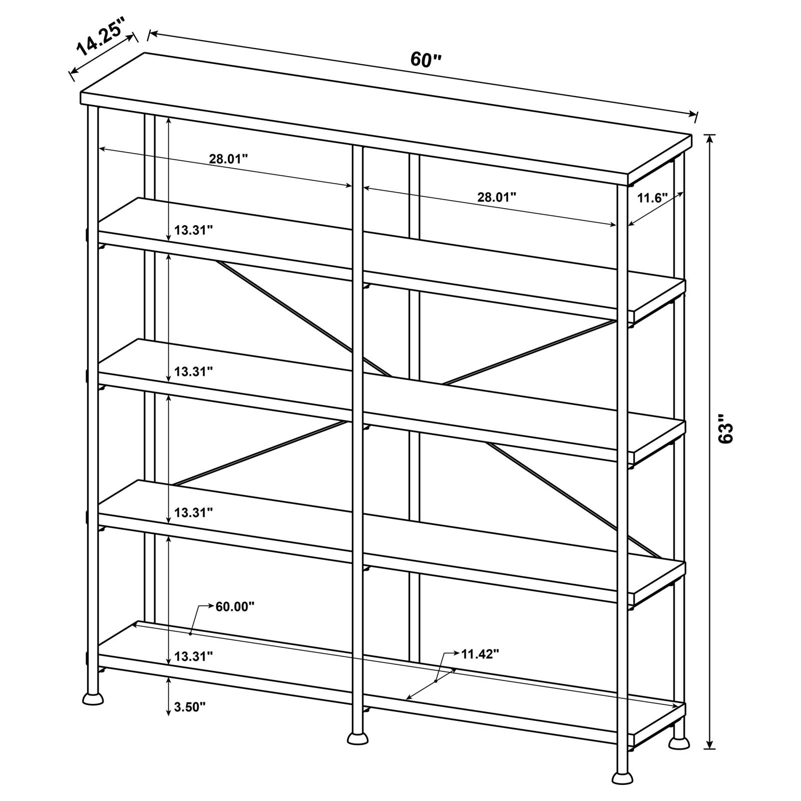 Analiese 63-inch 4-shelf Double Bookshelf Grey Driftwood - Image 9